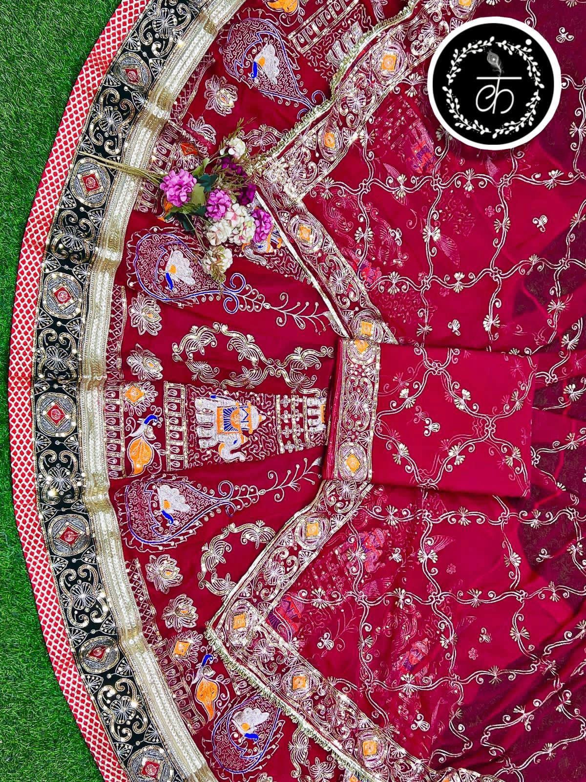 Red Pure Soft Silk Rajsthani Rajwadi Rajputi Poshak Lehenga Choli