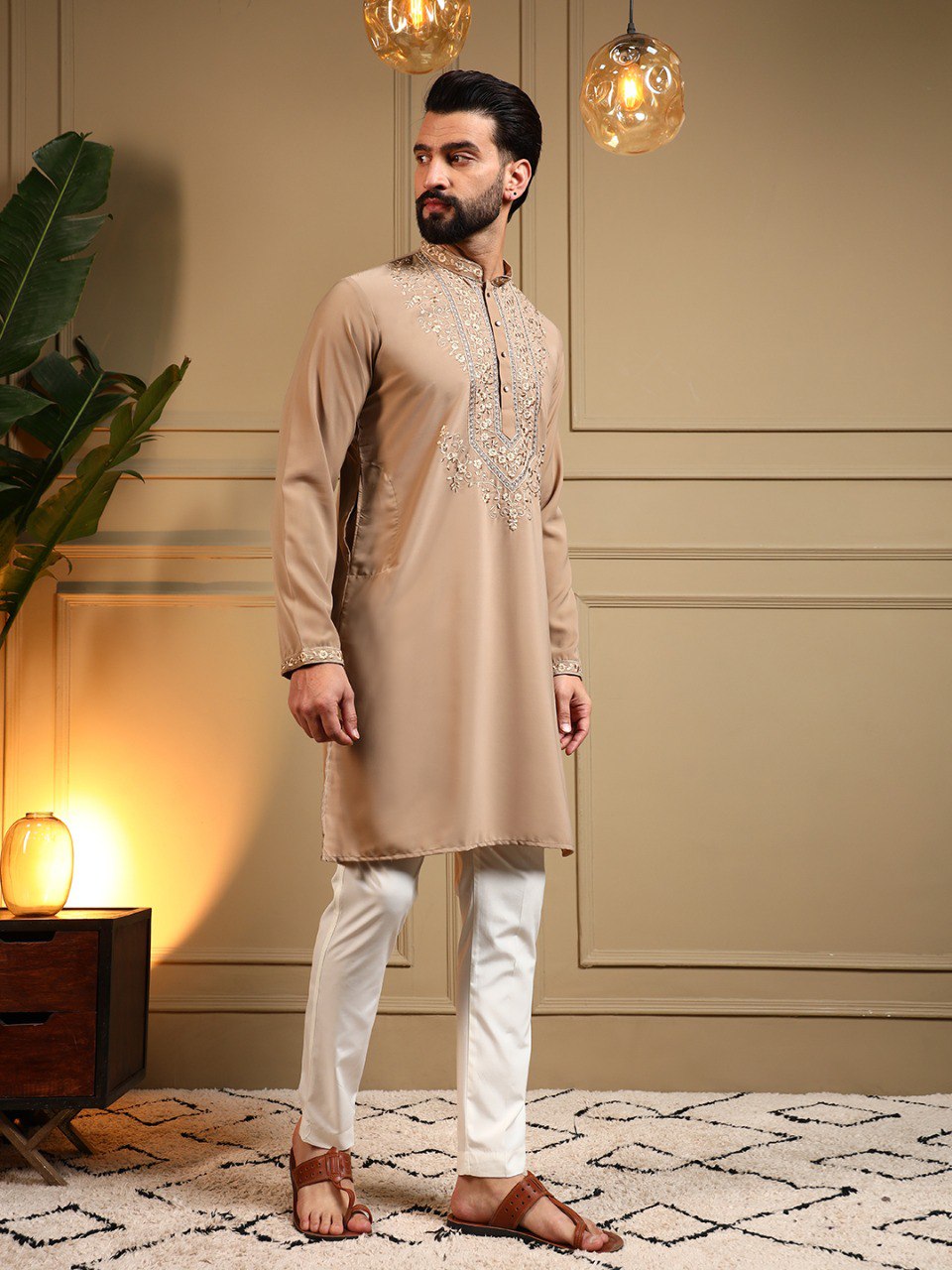 Chiku Armani Lachko Embroidery Sequence Work Kurta Pajama