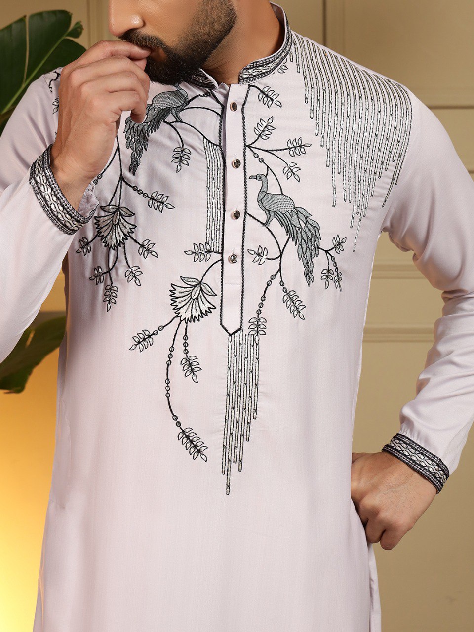 Pink Pure Viscose Silk Embroidery Sequence Work Kurta Pajama