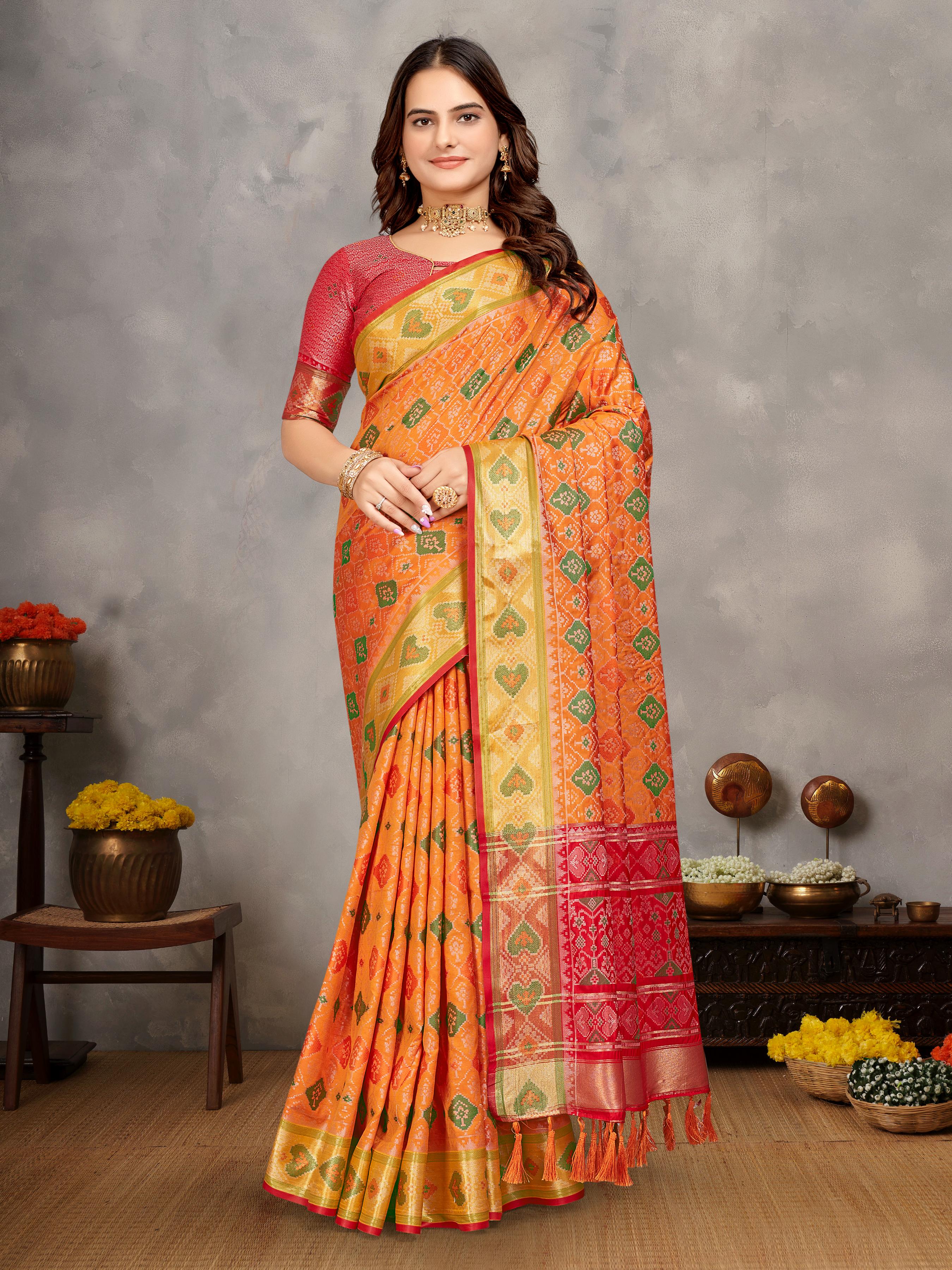 Yellow Pure Jecqard Weaving Silk Saree With Kurta Pajama Jacket Matching Couple Combo Set