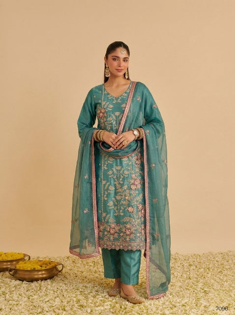 Green Pure Soft Shimmer Silk Embroidery Work Salwar Suit