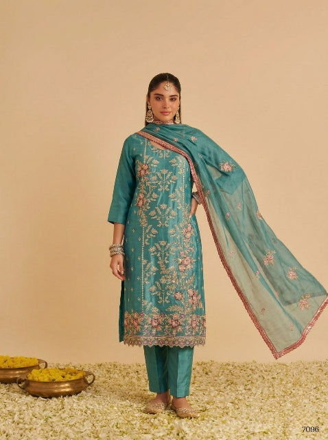 Green Pure Soft Shimmer Silk Embroidery Work Salwar Suit