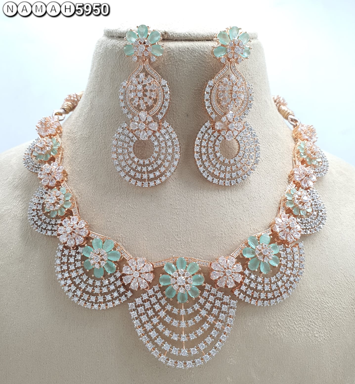 Multicolour American Diamond Necklace Set