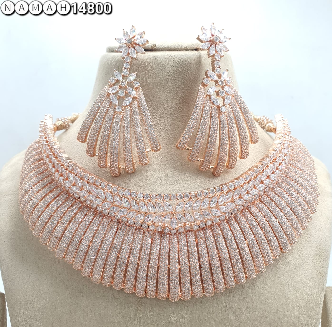 Gold American Diamond Necklace Set