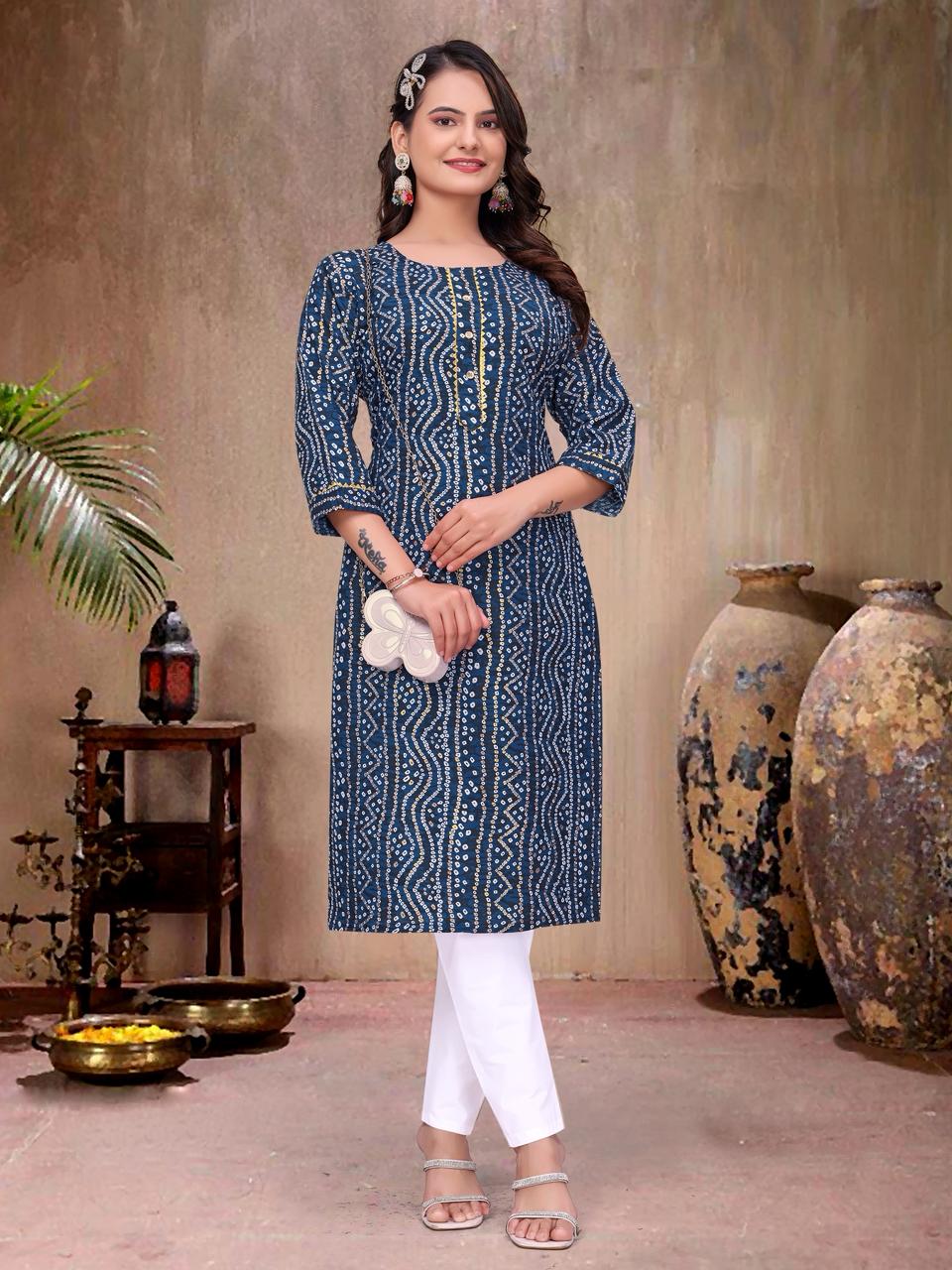 Blue Pure Soft Reyon Silk Kurta & Kurti Matching Couple Set