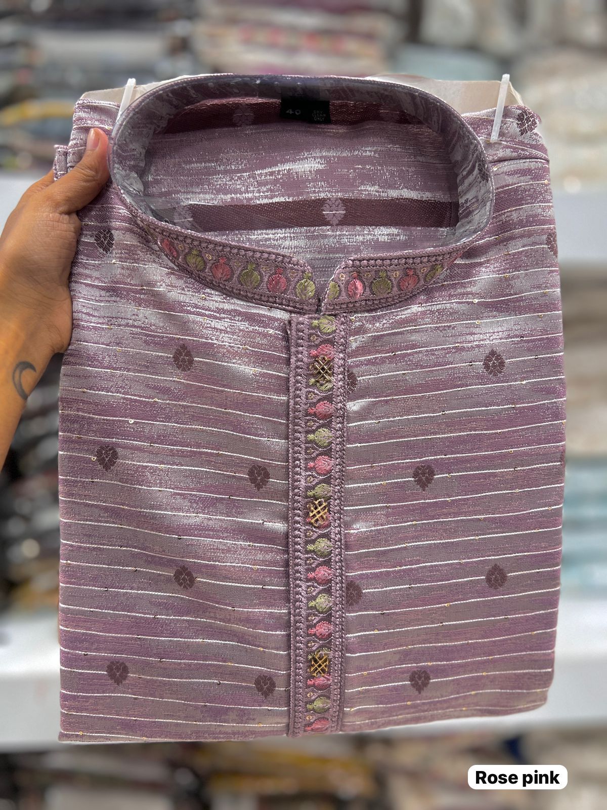 Pink Heavy Jequard With Sequins Work Kurta Pajama