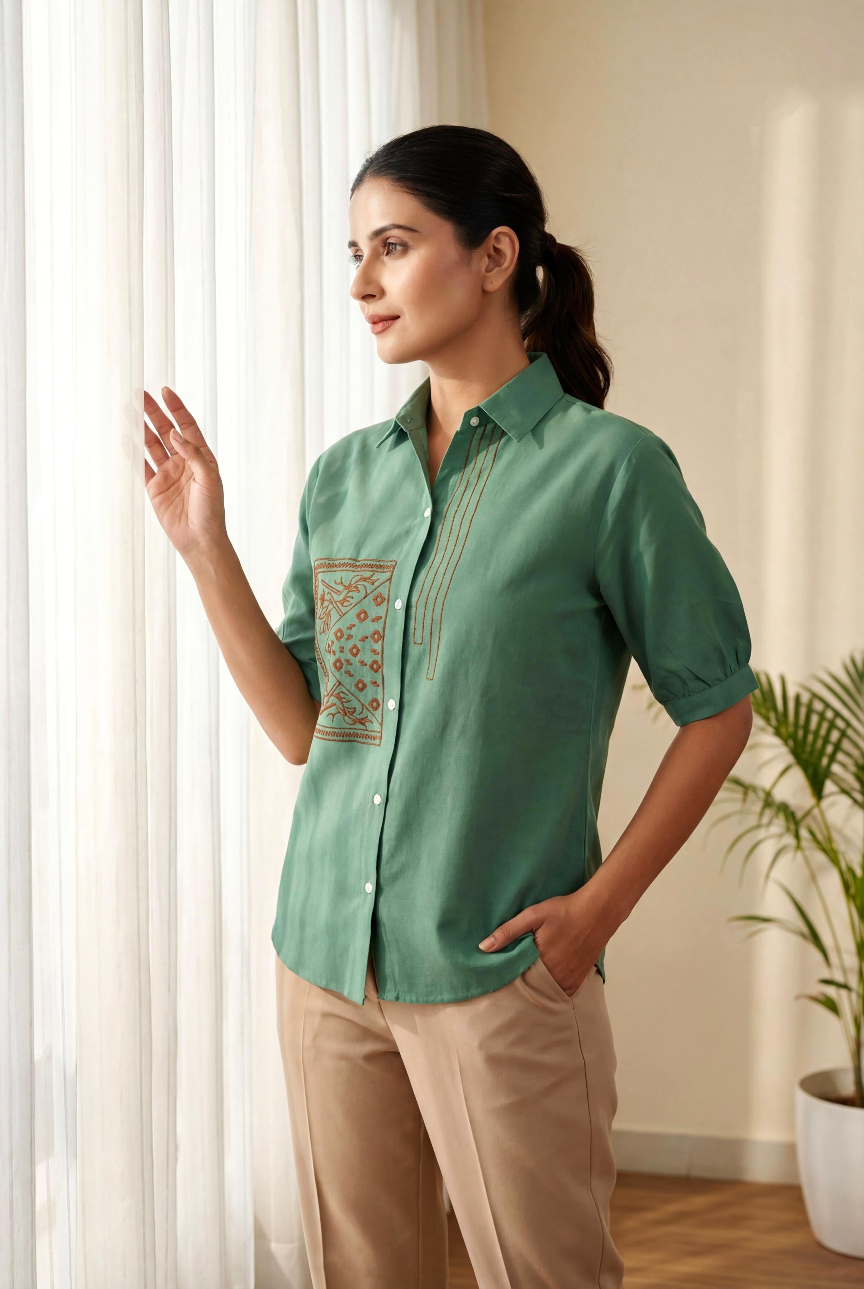 Rama Summer Special Heavy Cotton Flex with Embroidery Work Sleeveless Short Length Top