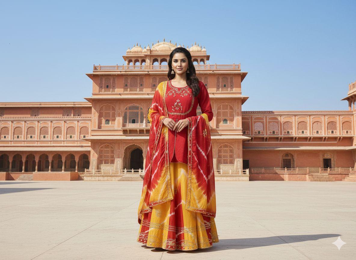 Yellow Pure Upada Silk Myrah Wedding Special Rajasthani Chaniya Choli