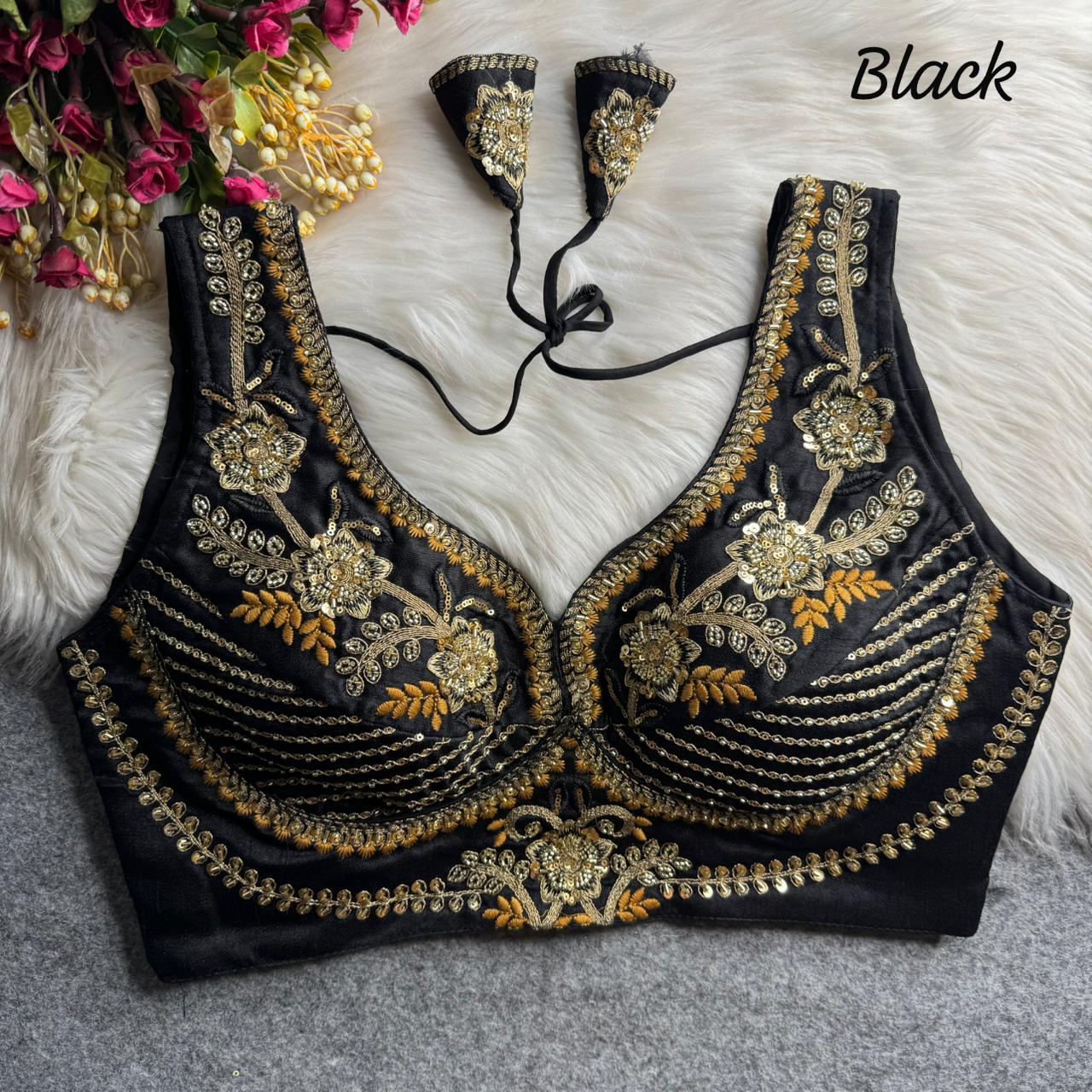 Black Soft Heavy Pure Soft Italian Silk With Tricot Fuising Blouse