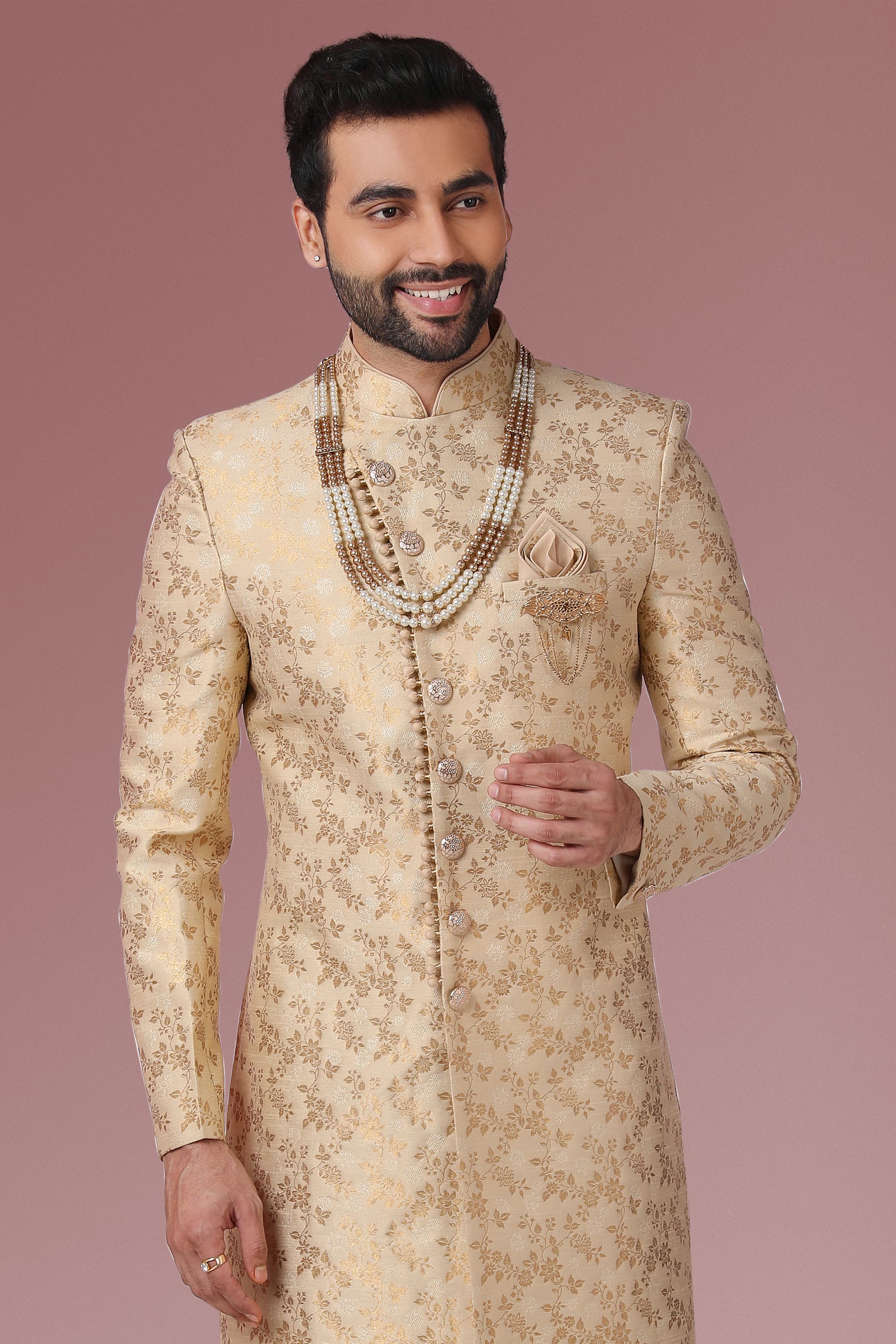 Gold Indo Western Sherwani for Men
