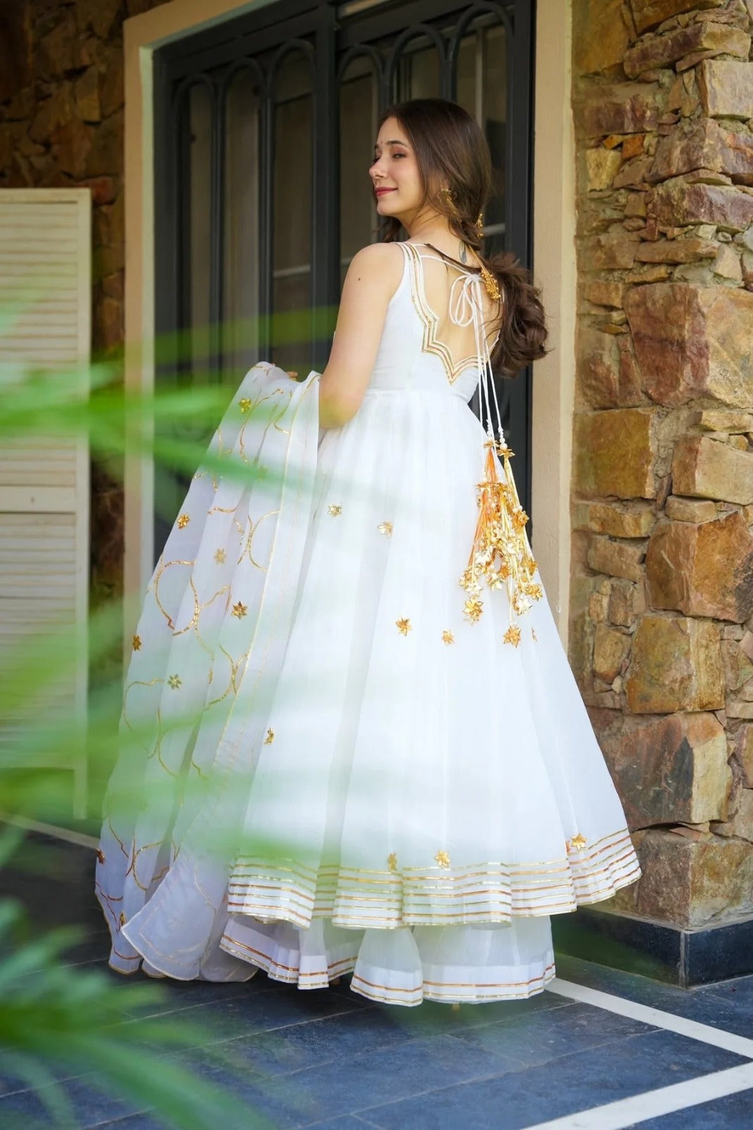 White Pure Soft Organza Silk Kurti Pent With Dupatta Set