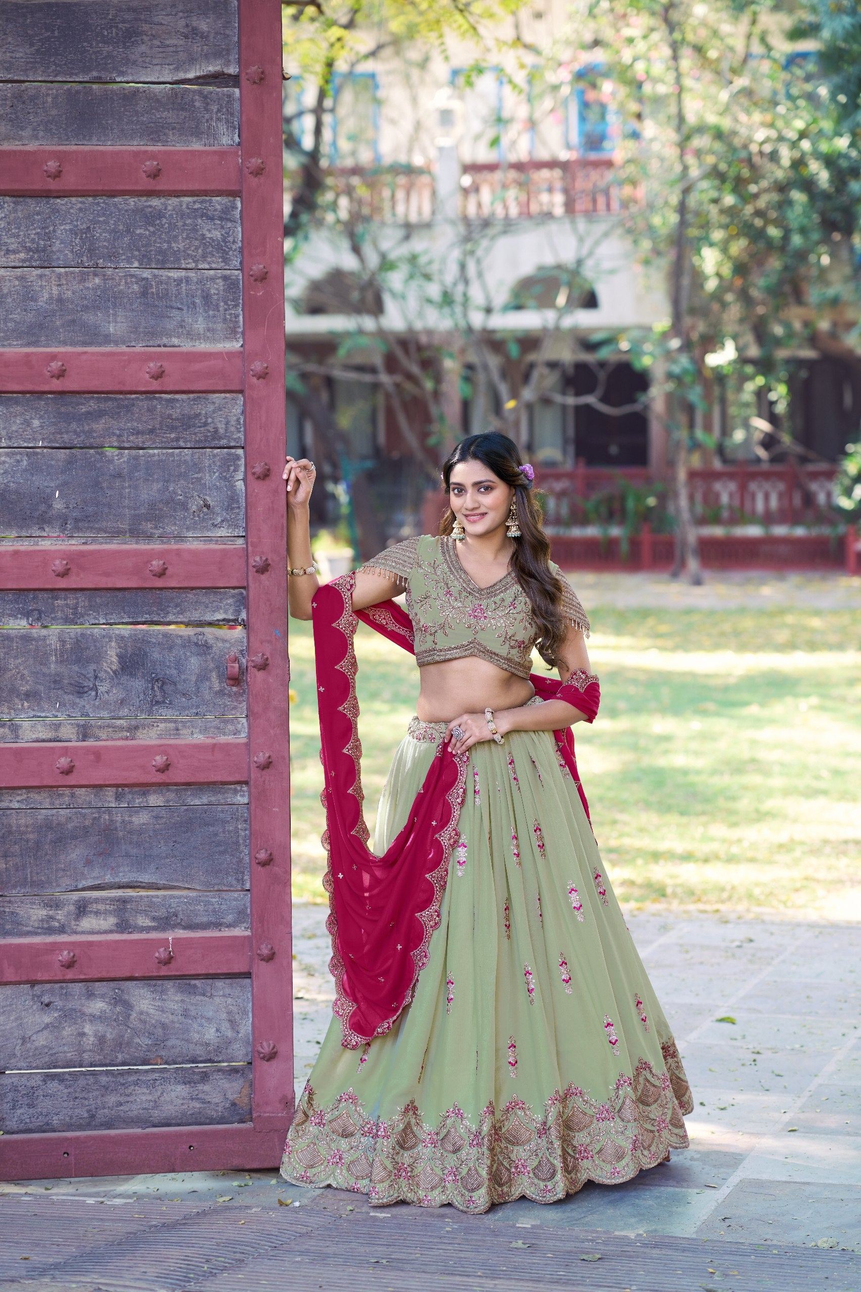 Pista Pure Star Georgette Zari Sequins & Resham Embroidery Lehenga Choli