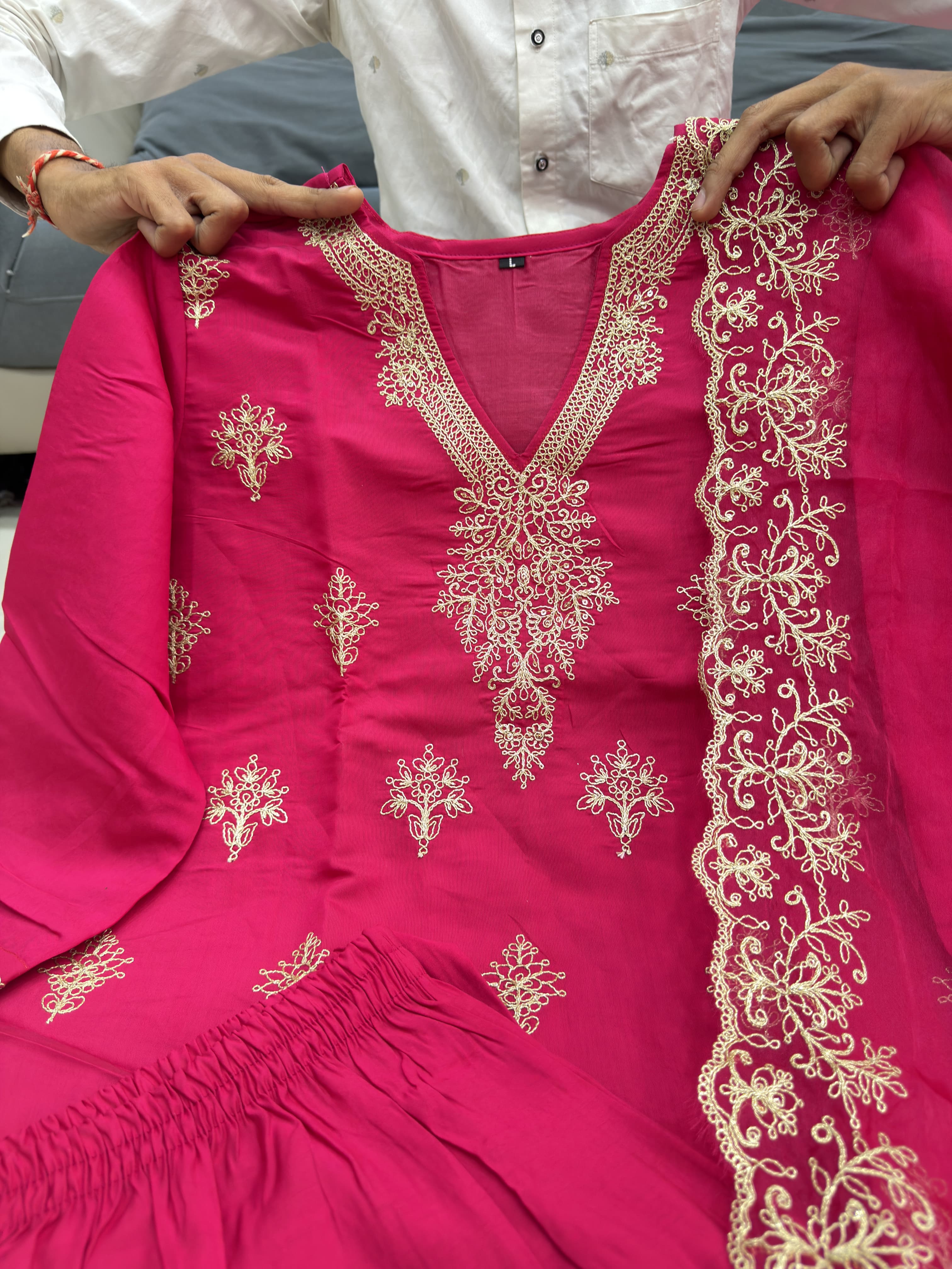 Pink Pure Berry Silk Heavy Embroidery Pant Dupatta Set