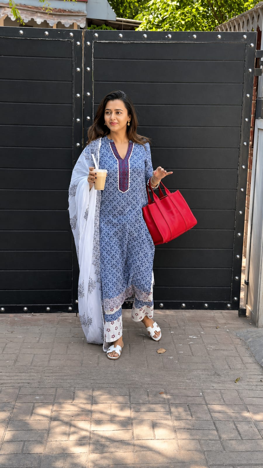 Blue Pure Pure Lilan Silk Heavy Printed Kurti Pant Dupatta Set