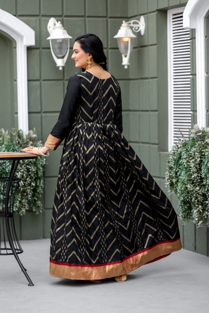 Green Pure Soft Silk Anarkali Gown