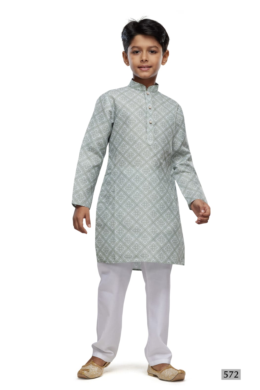Pista Green Pure Soft Art Banarasi Silk Digital Print Boys Kurta Pajama