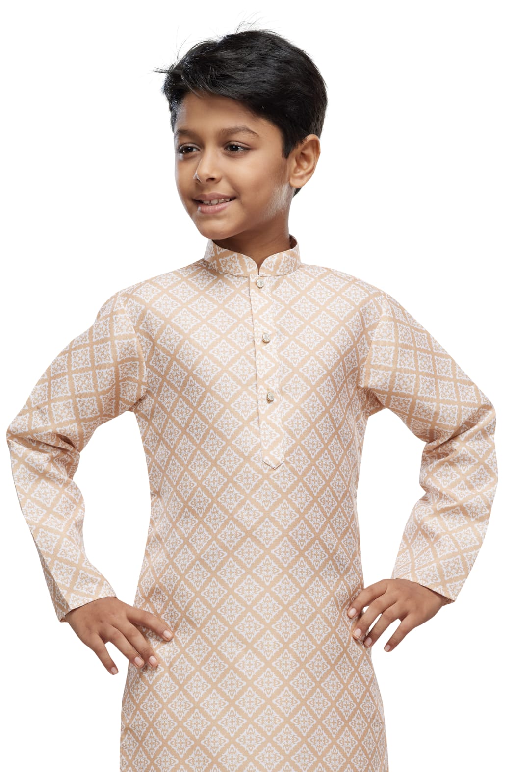 Yellow Pure Soft Art Banarasi Silk Digital Print Boys Kurta Pajama