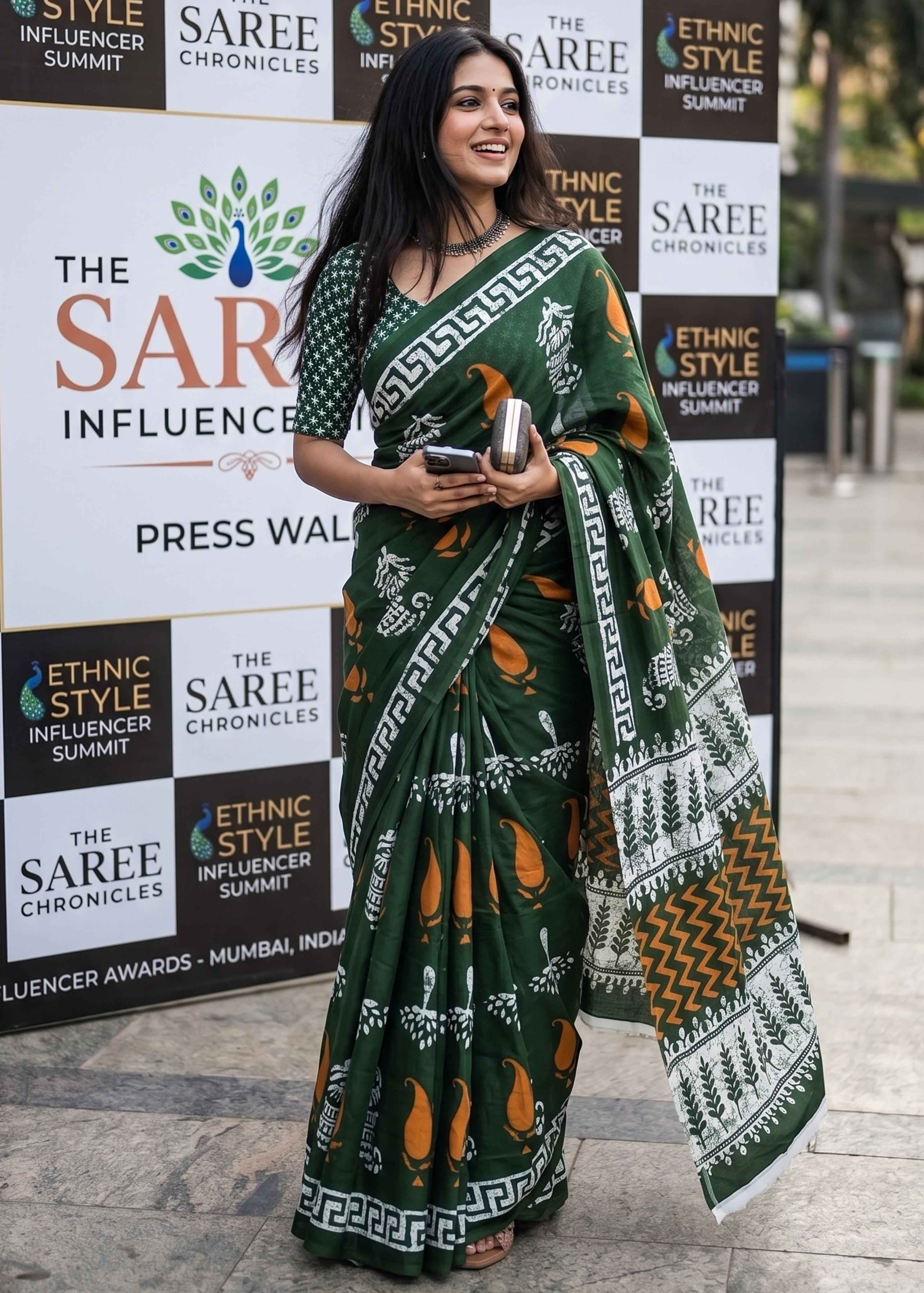 Green Pure Soft Malmal Cotton Hand Block Cotton Saree