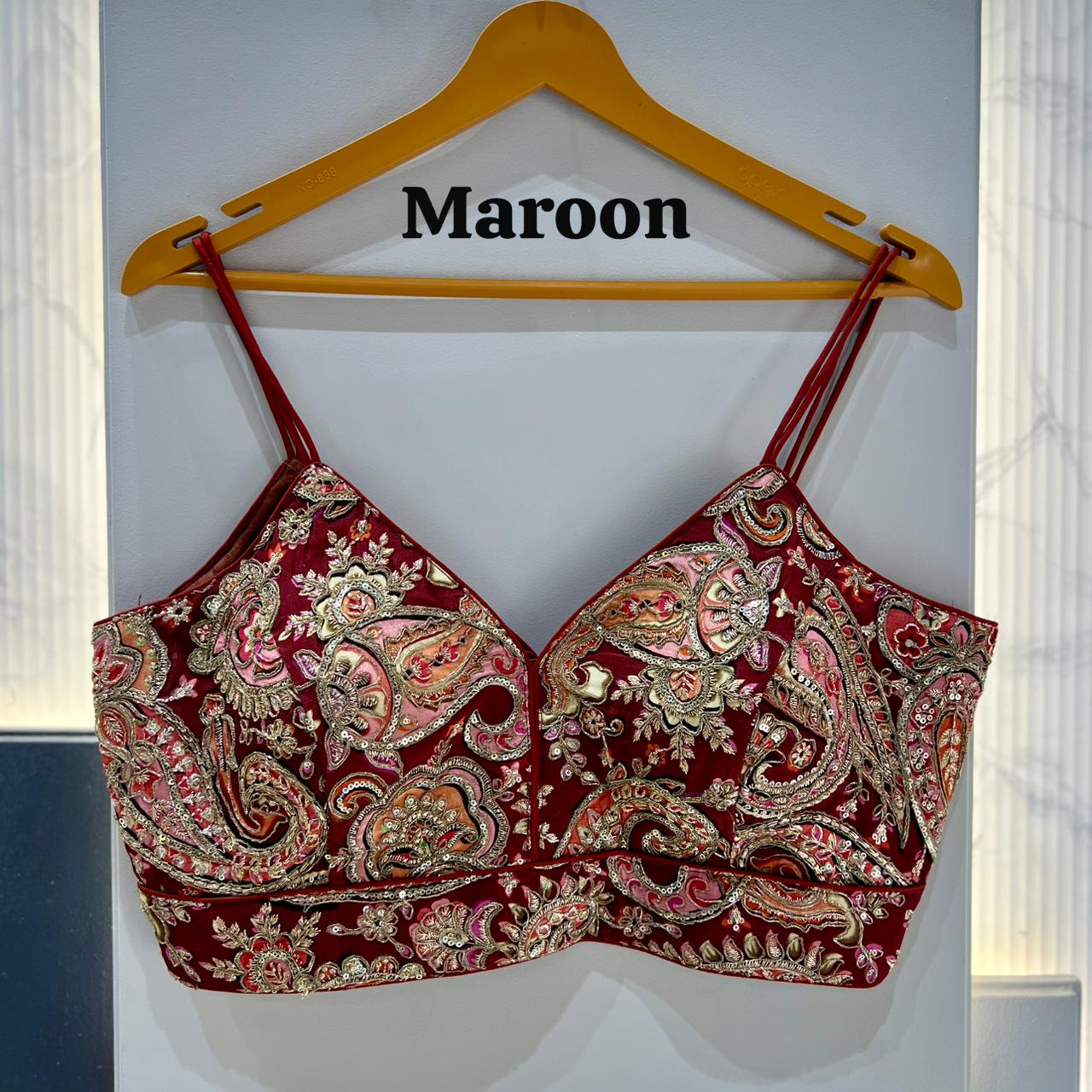 Maroon Pure Heavy Pure Viscose Soft Crape Silk Sleeves Less Blouse