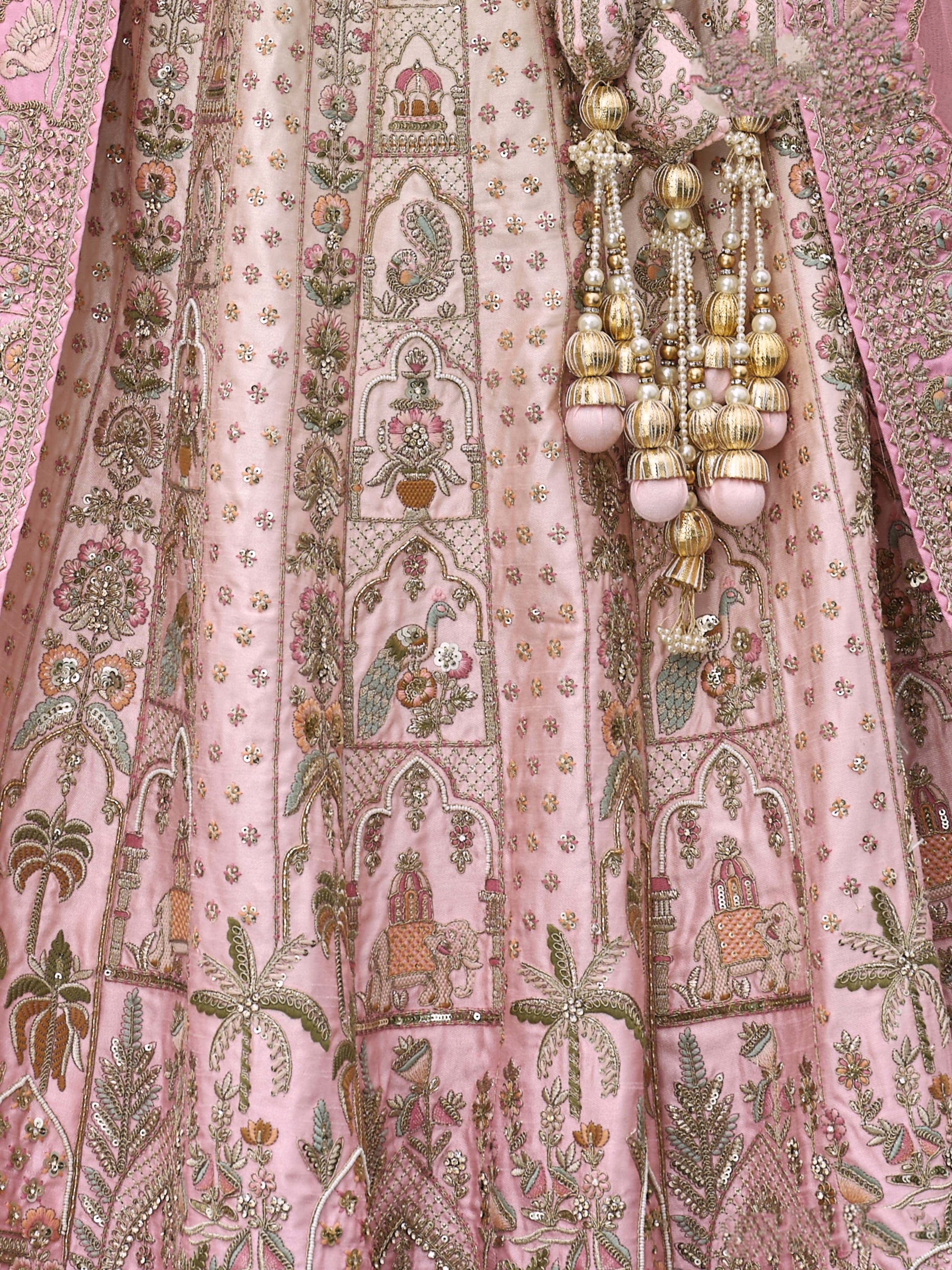 Pastel Pink Bridal Lehenga with Heavy Embroidery