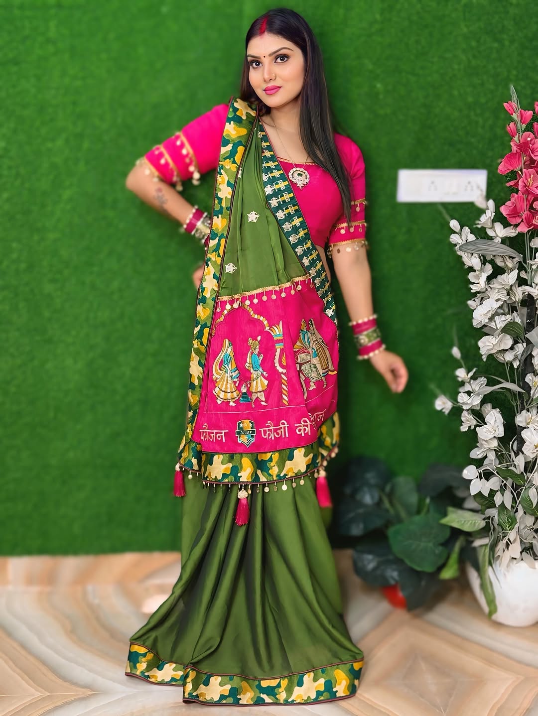 Green Pure Soft Rangoli Silk Embroidery Work Panter Patola Saree