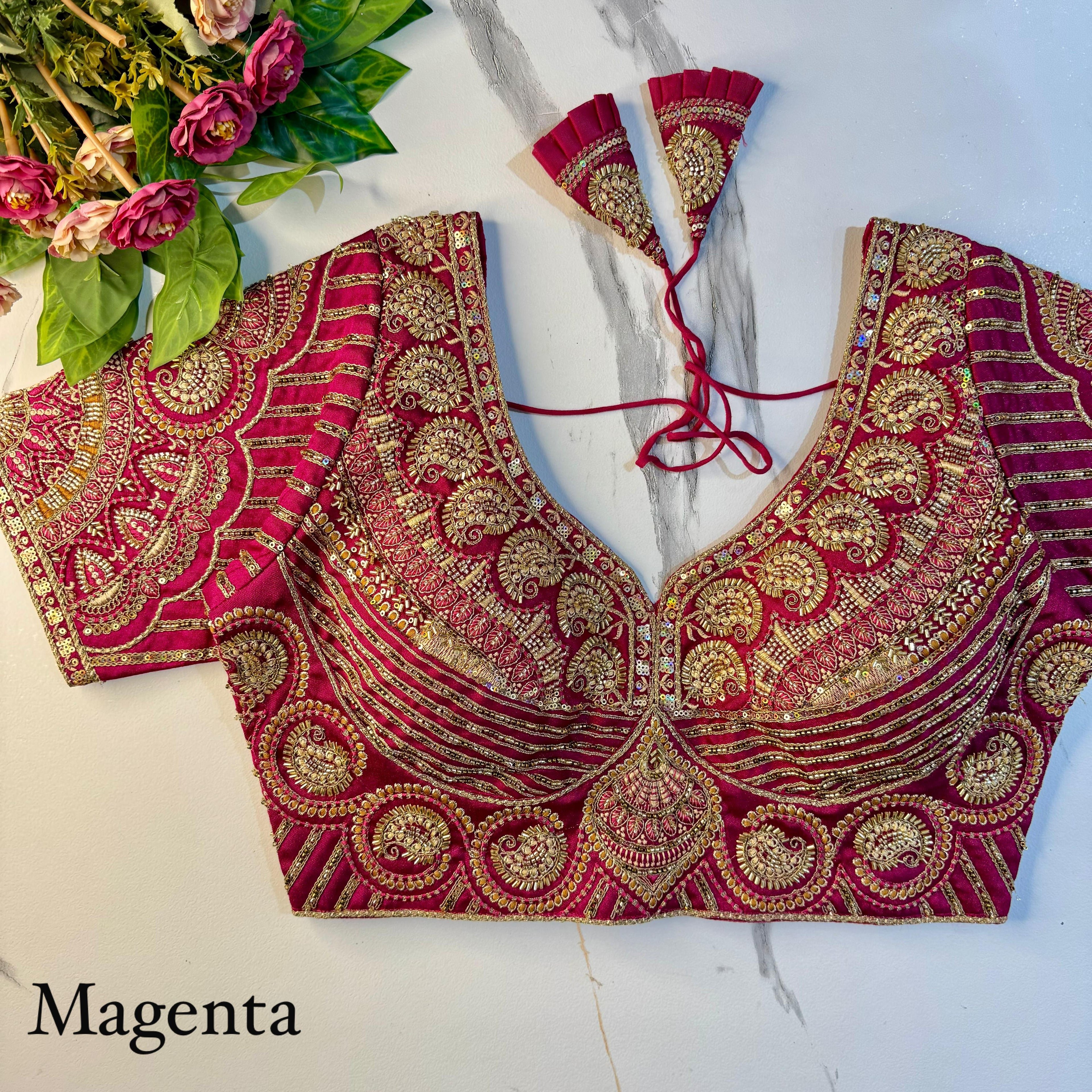 Mengeta Soft Heavy Pure Soft Italian Silk With Tricot Fuising Work Bridal Blouse