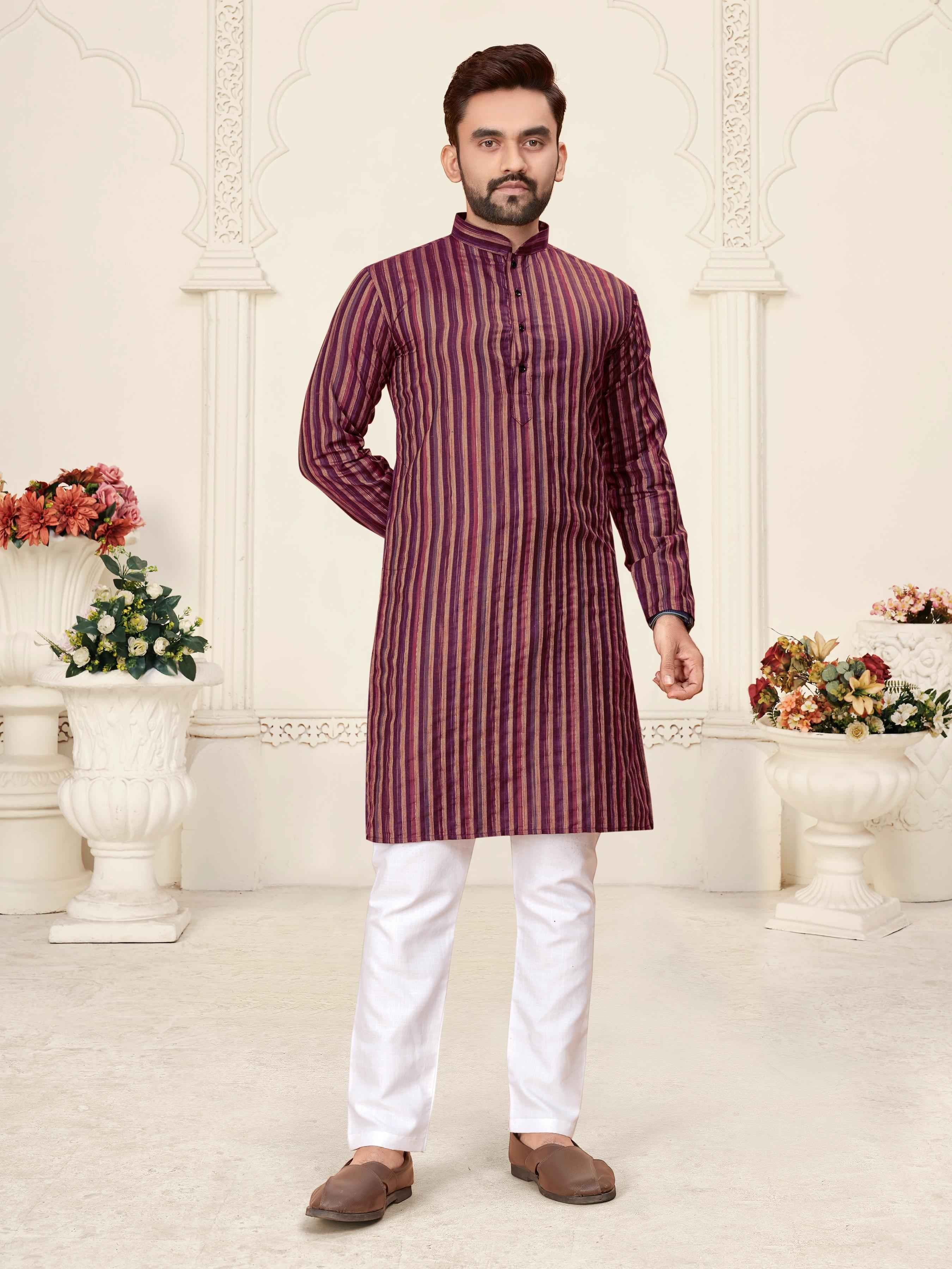 Maroon Pure Soft Cotton Kurta & Kurti Matching Couple Set