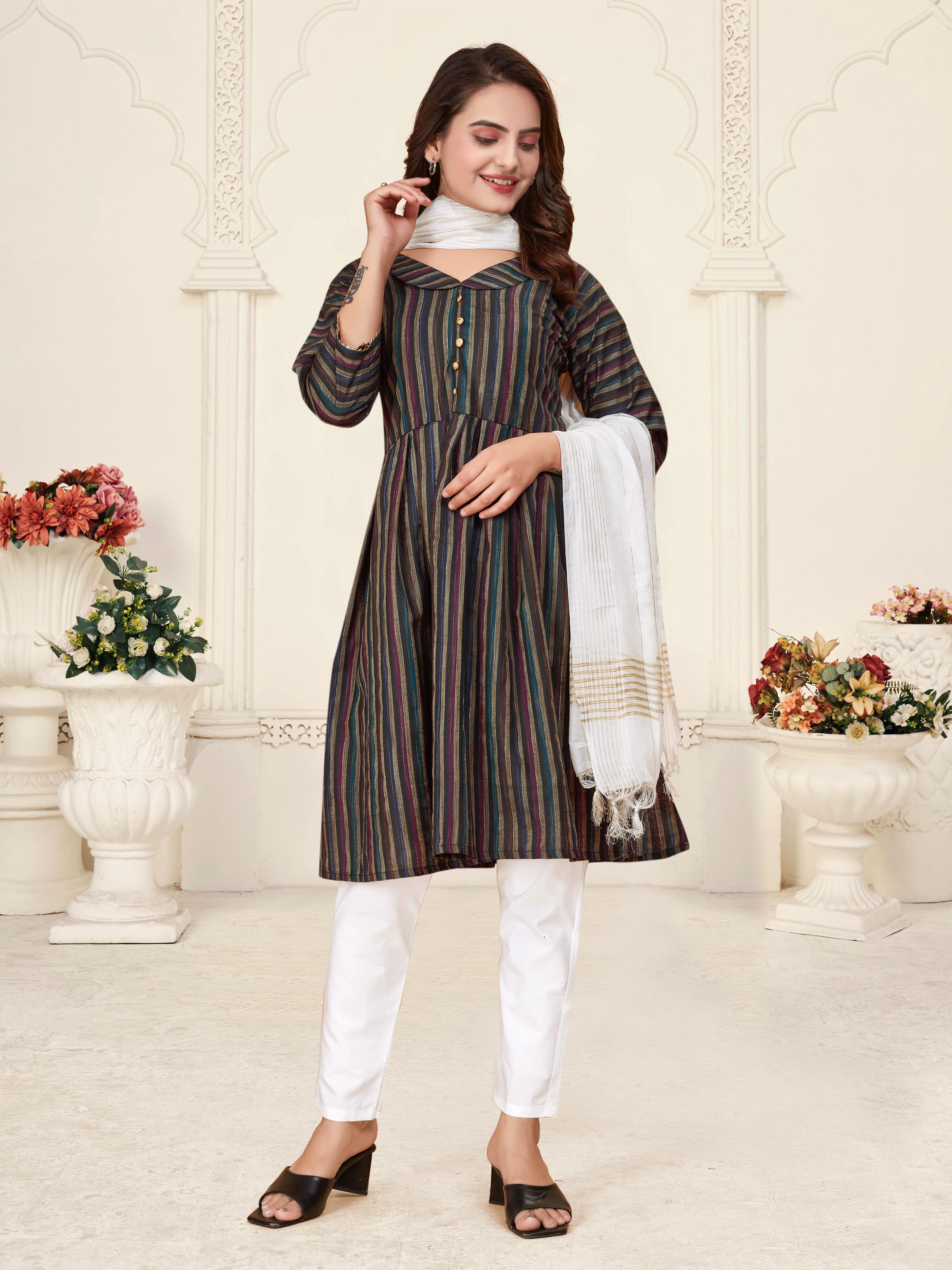 Black Pure Soft Cotton Kurta & Kurti Matching Couple Set