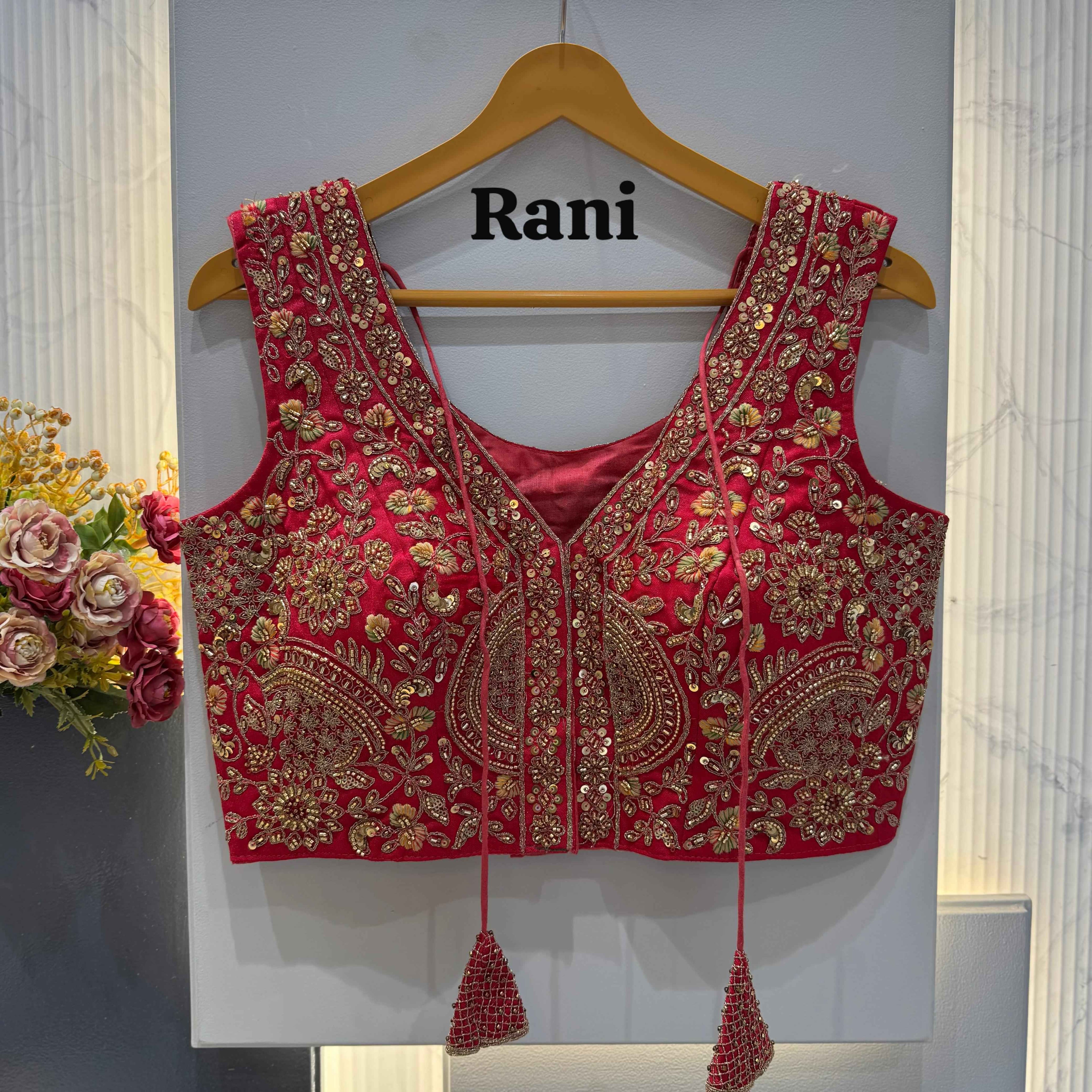 Rani Pure Soft Italian Silk Heavy Codding Sequins Work Bridal Blouse