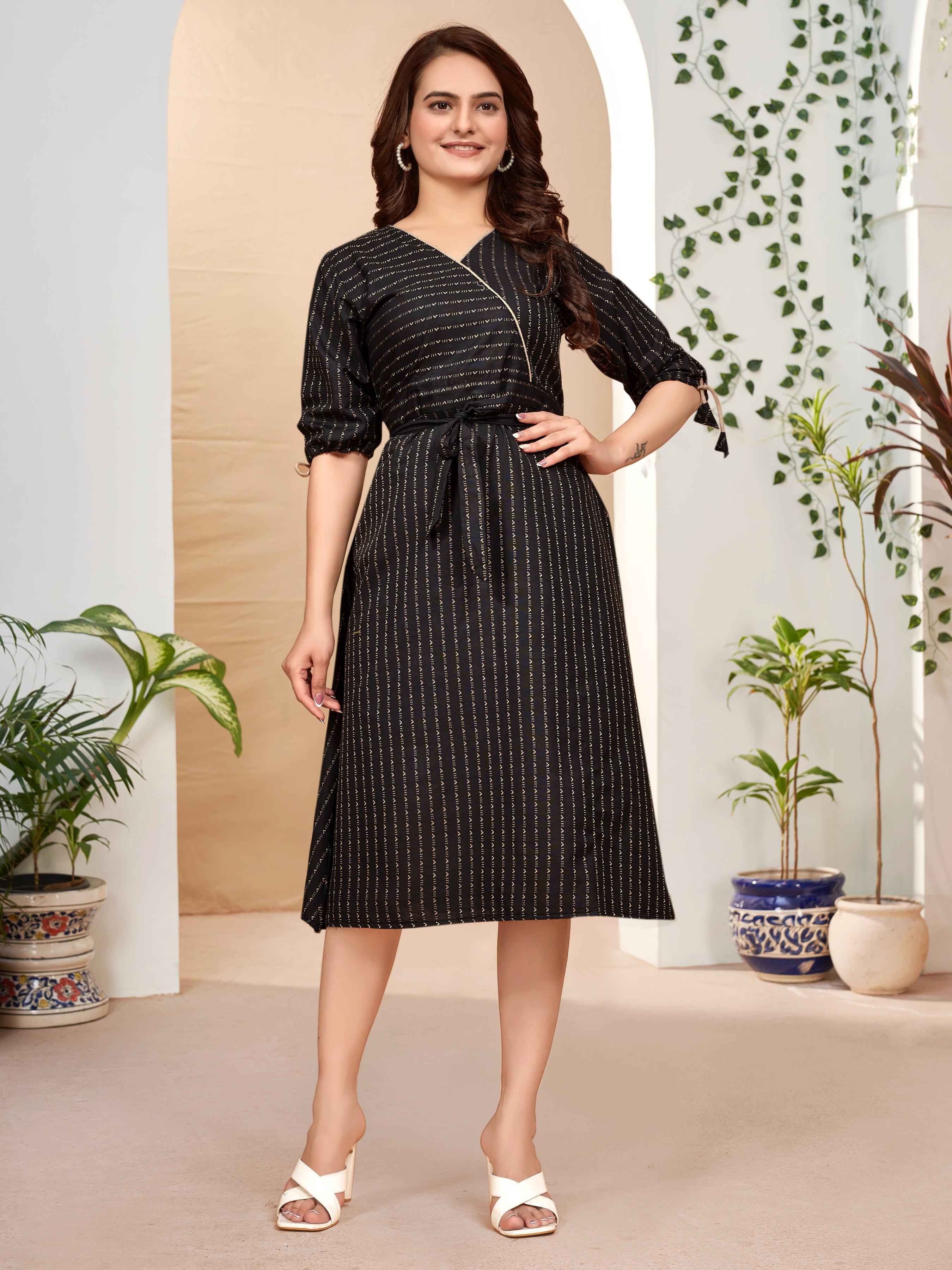 Black Pure Soft Cotton Printed Shirt & Tunic Matching Both Couple Combo
