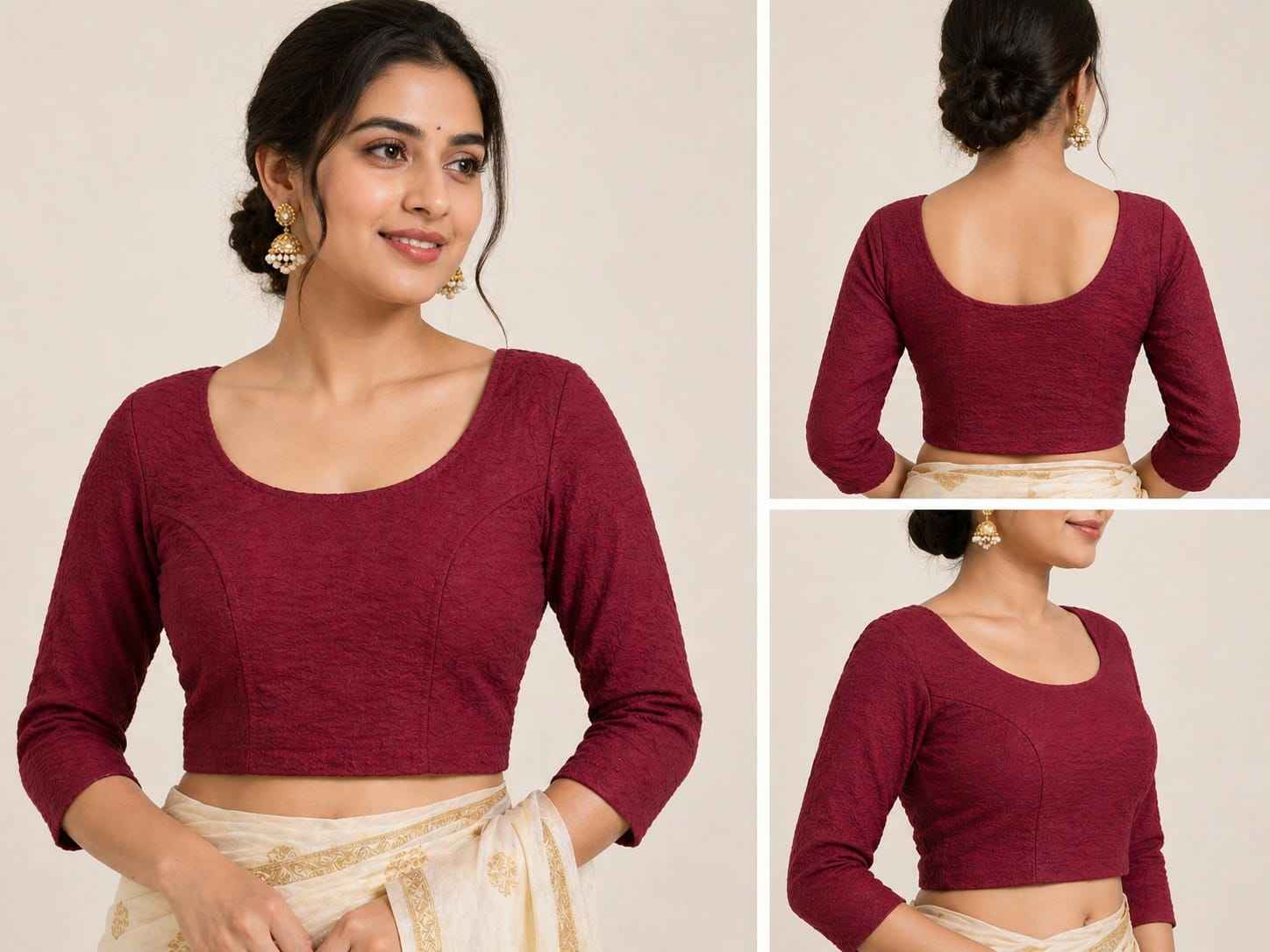 Maroon Pure Premium Crush Lycra Readymade stretchable Blouse