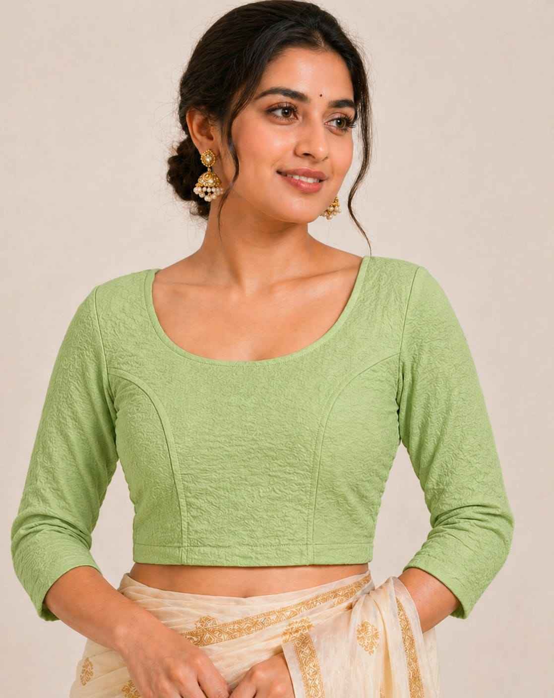 Pista Pure Premium Crush Lycra Readymade stretchable Blouse