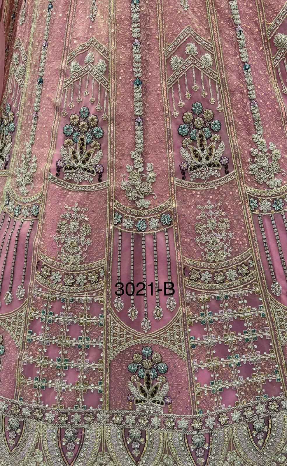 Pink Pure Soft Heavy Net Fancy Embroidery Work Bridal Lehenga Choli