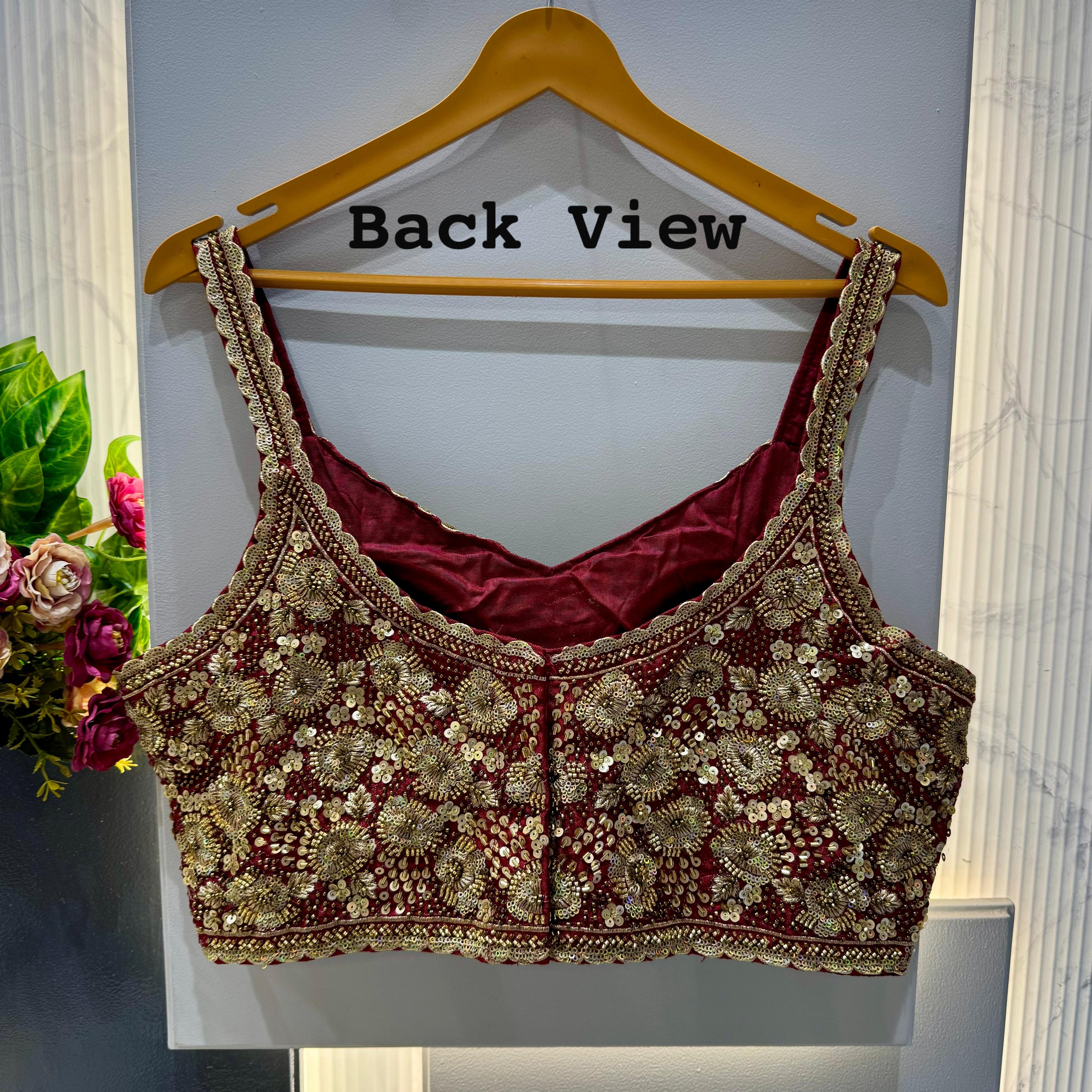 Maroon Pure Soft Heavy Beads & Sequence Jari Work Navratri Blouse
