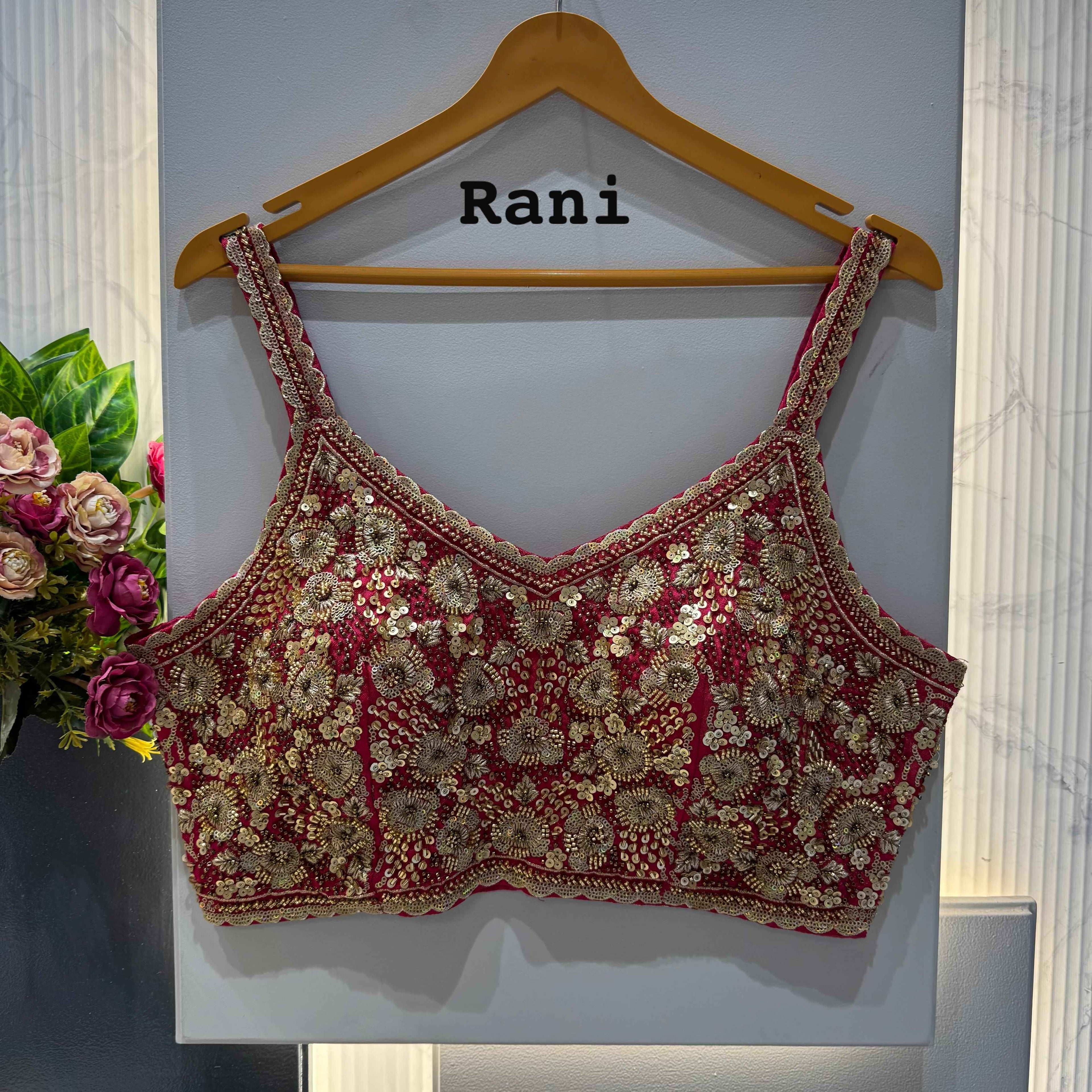 Rani Pure Soft Heavy Beads & Sequence Jari Work Navratri Blouse