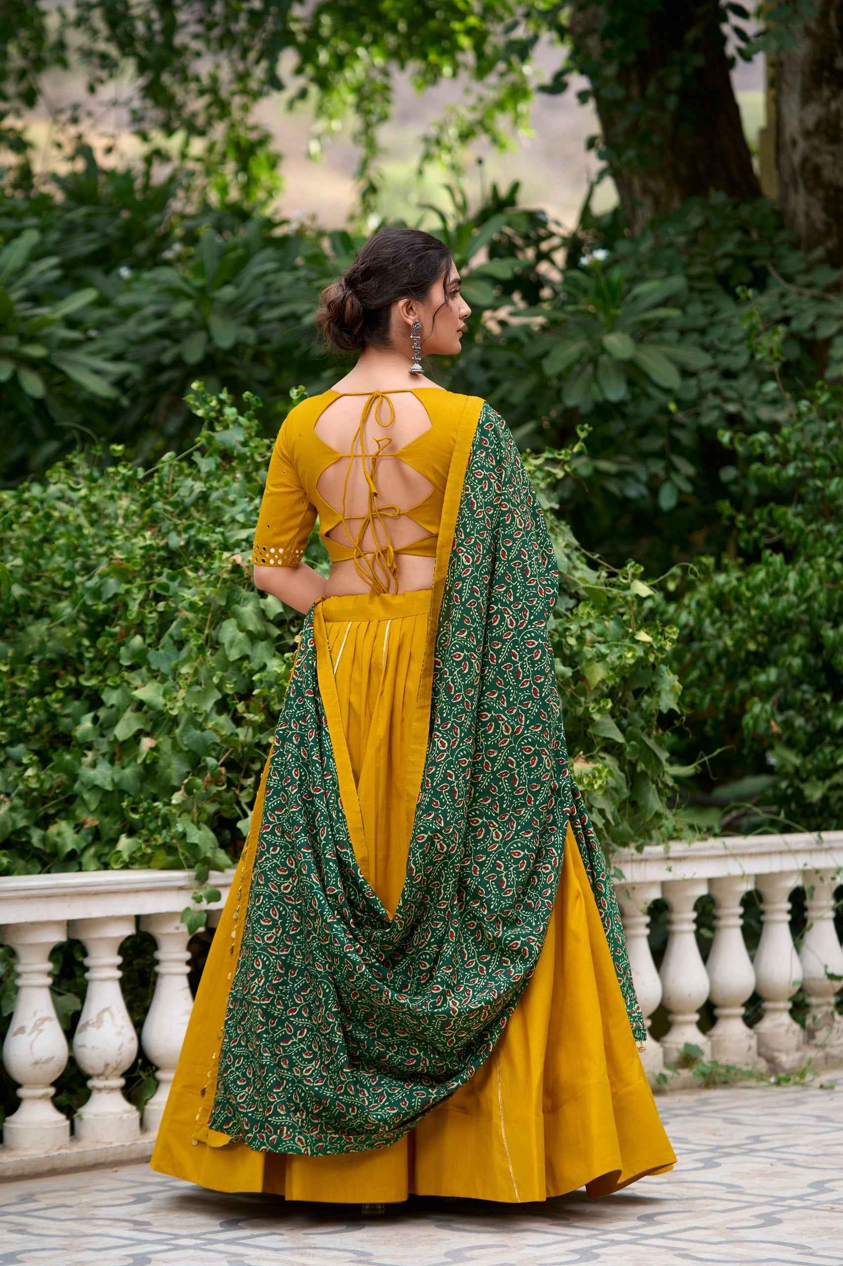 Yellow Pure Soft Pure Cotton Plain With Gota Patti Navratri Chaniya Choli