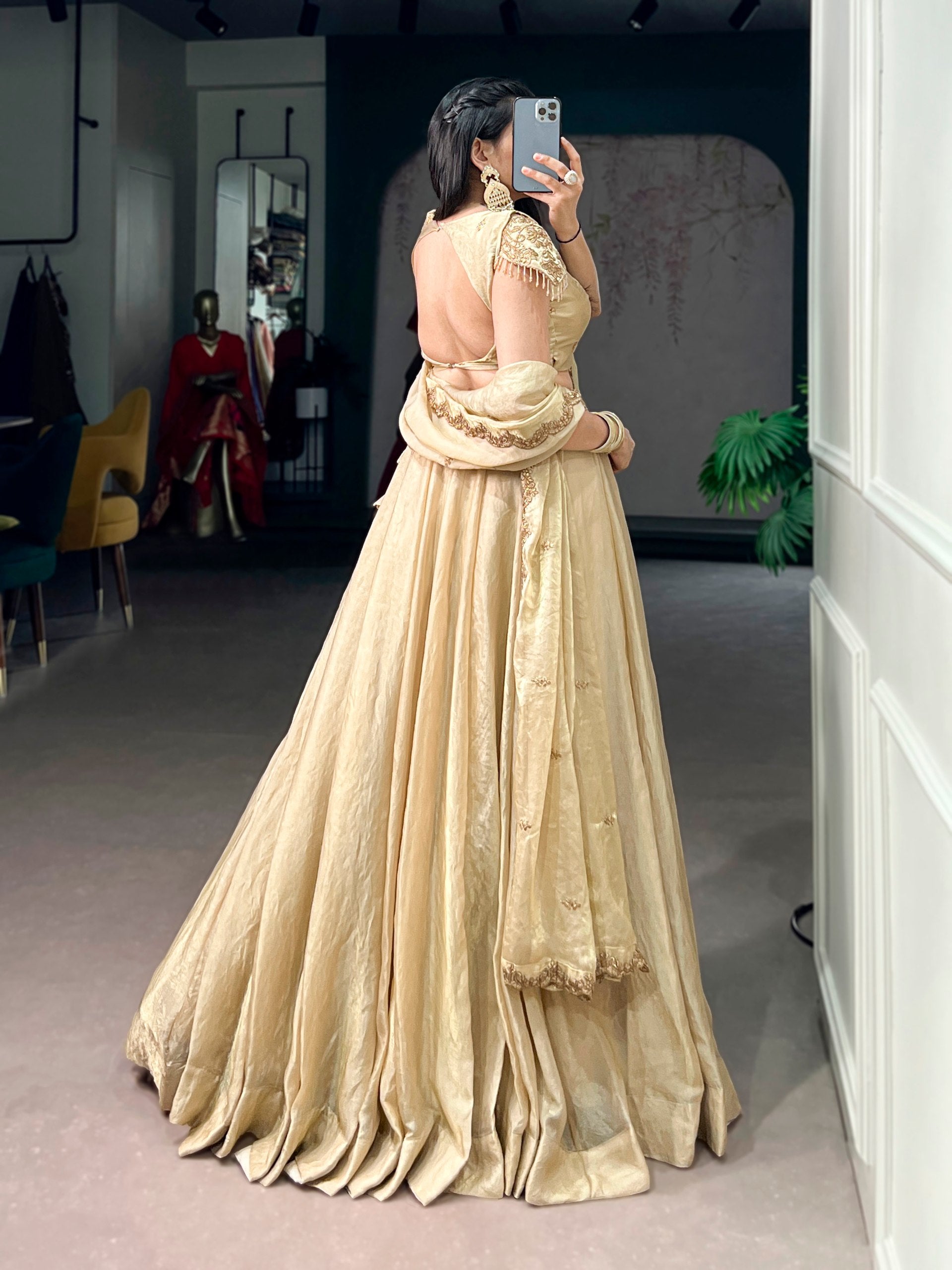 Cream Pure Soft Frendy Silk Sequins & Thread Embroidery Work Lehenga Choli