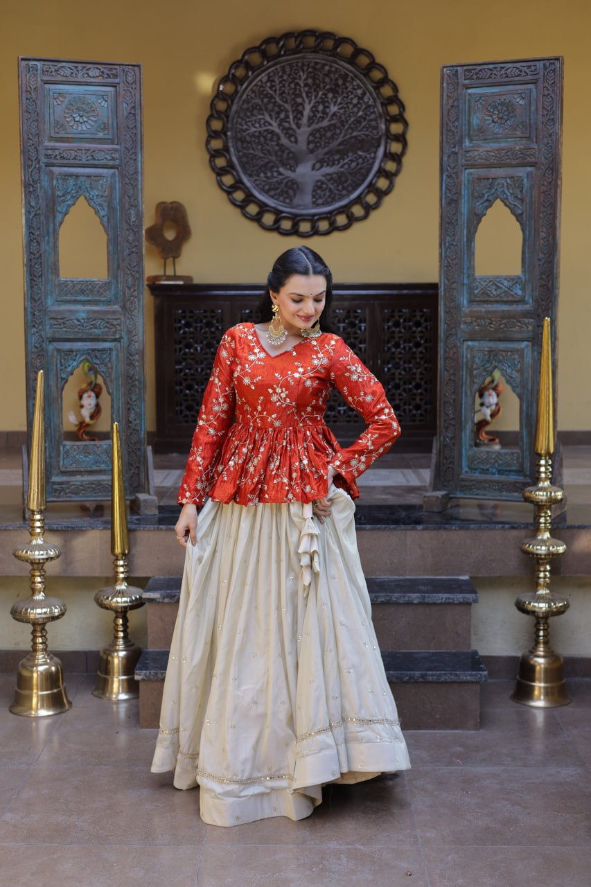 Fanta Pure Cosmos with Zari & Sequins Embroidery Work Navratri Lehenga Choli
