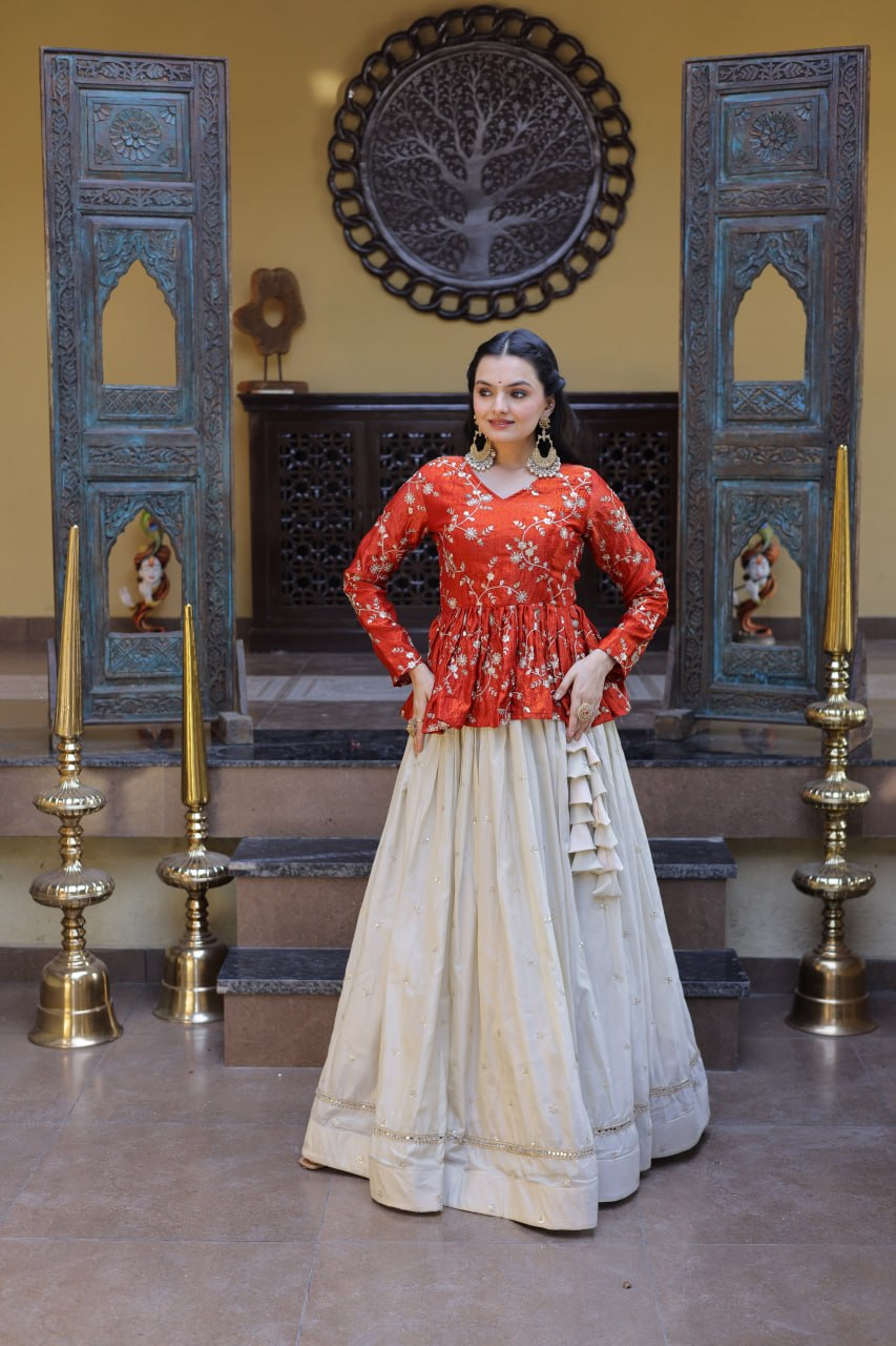Fanta Pure Cosmos with Zari & Sequins Embroidery Work Navratri Lehenga Choli