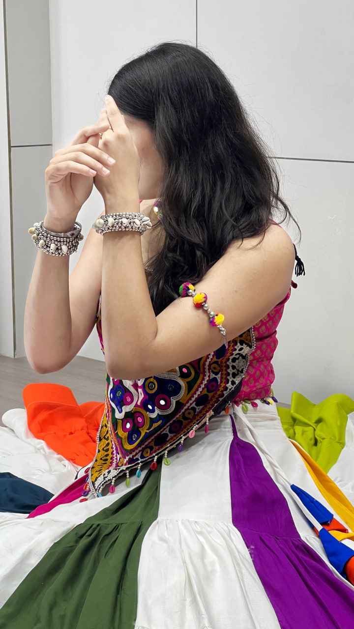 Multicolour Pure Rayon Cotton Navratri Lehenga Choli