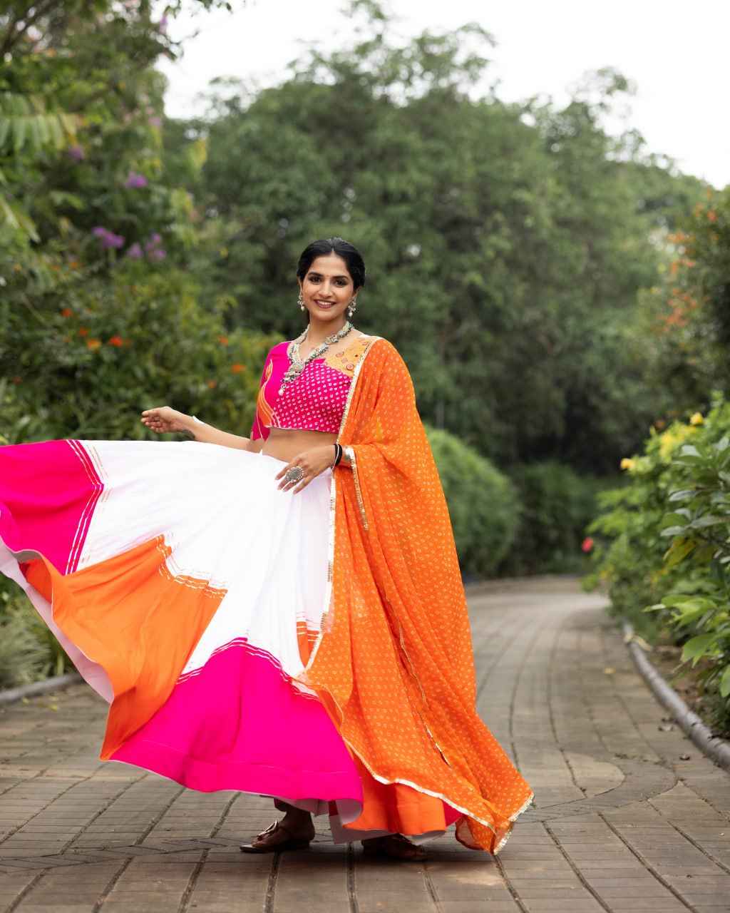 Wine Pure Rayon Cotton Gotta Patti Work Navratri Lehenga Choli