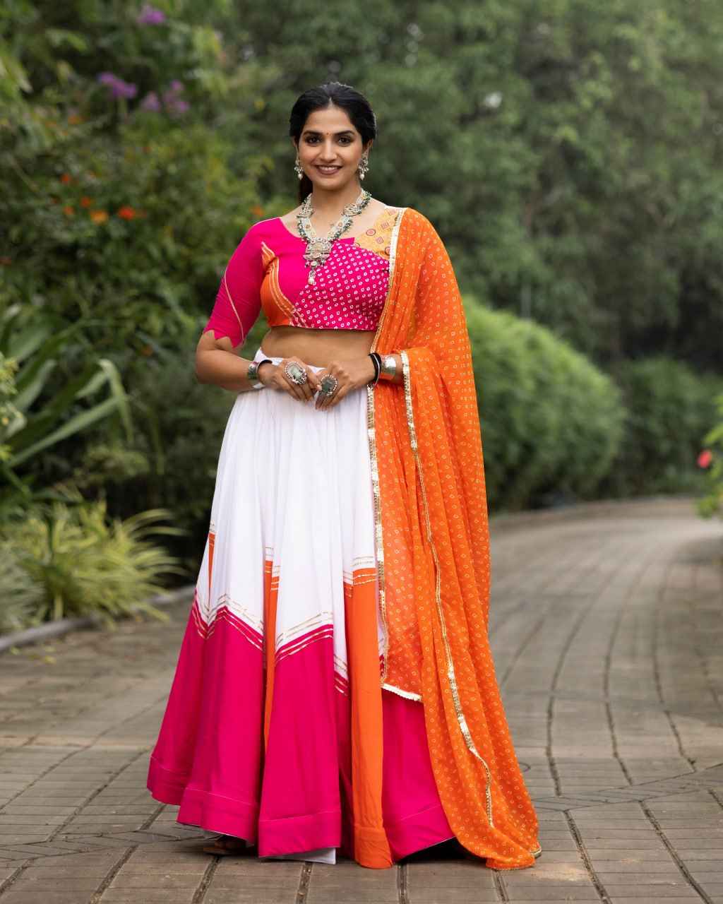 Wine Pure Rayon Cotton Gotta Patti Work Navratri Lehenga Choli