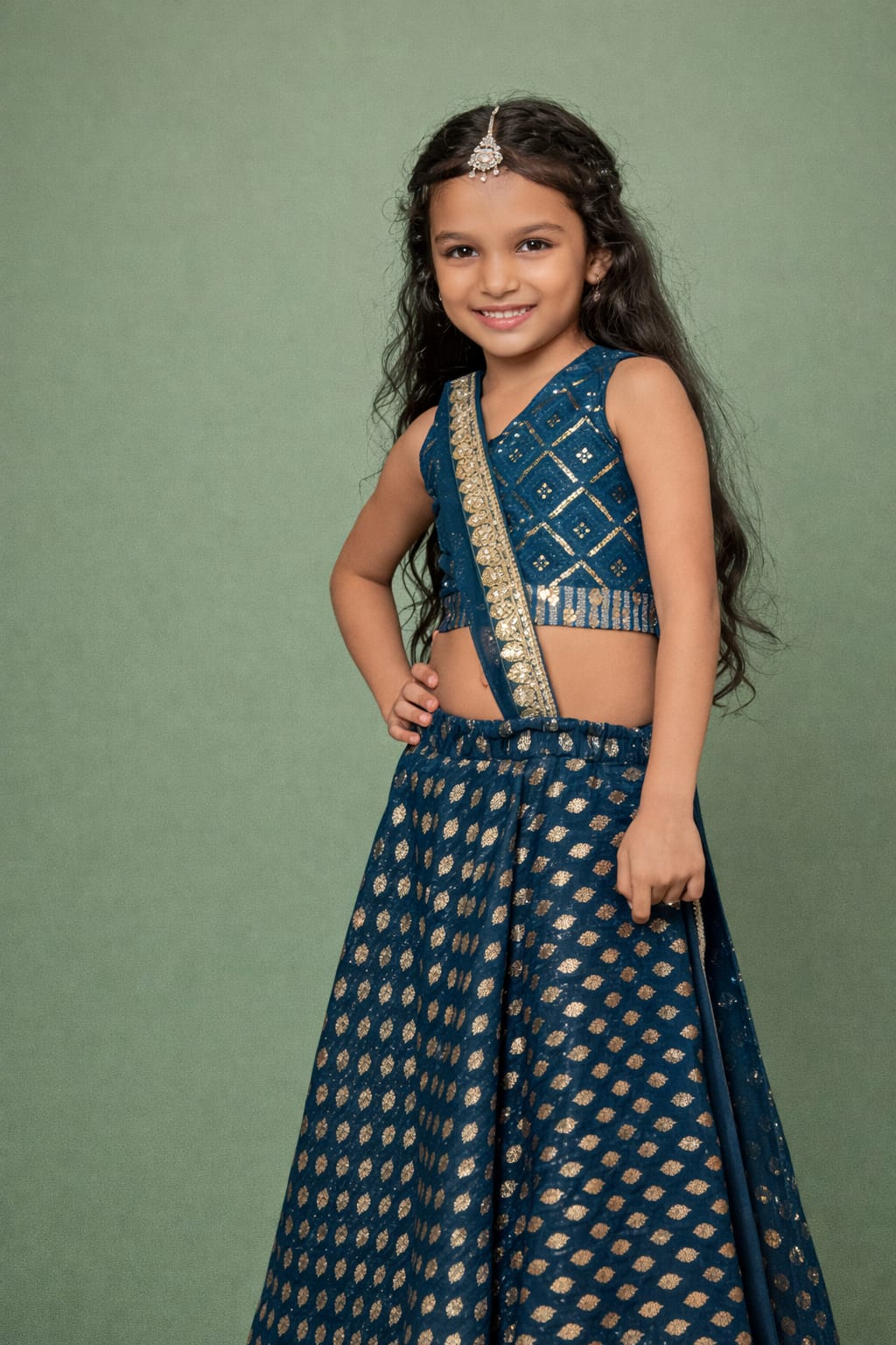 Rama Pure Heavy Georgette Heavy Foil Print Mother Daughter Matching Combo Lehenga Choli