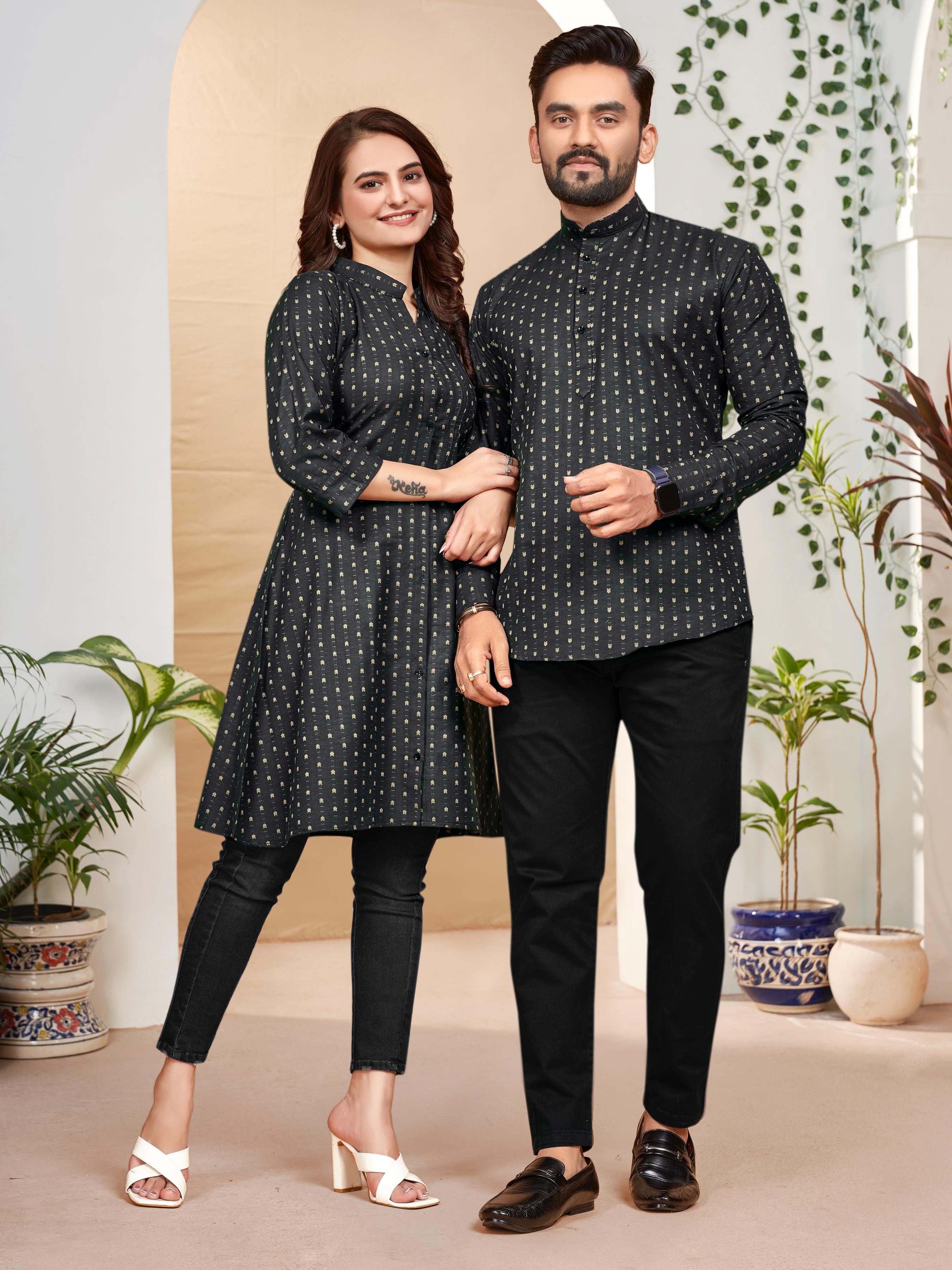 Rama Pure Soft Cotton Printed Shirt & Tunic Matching Both Couple Combo