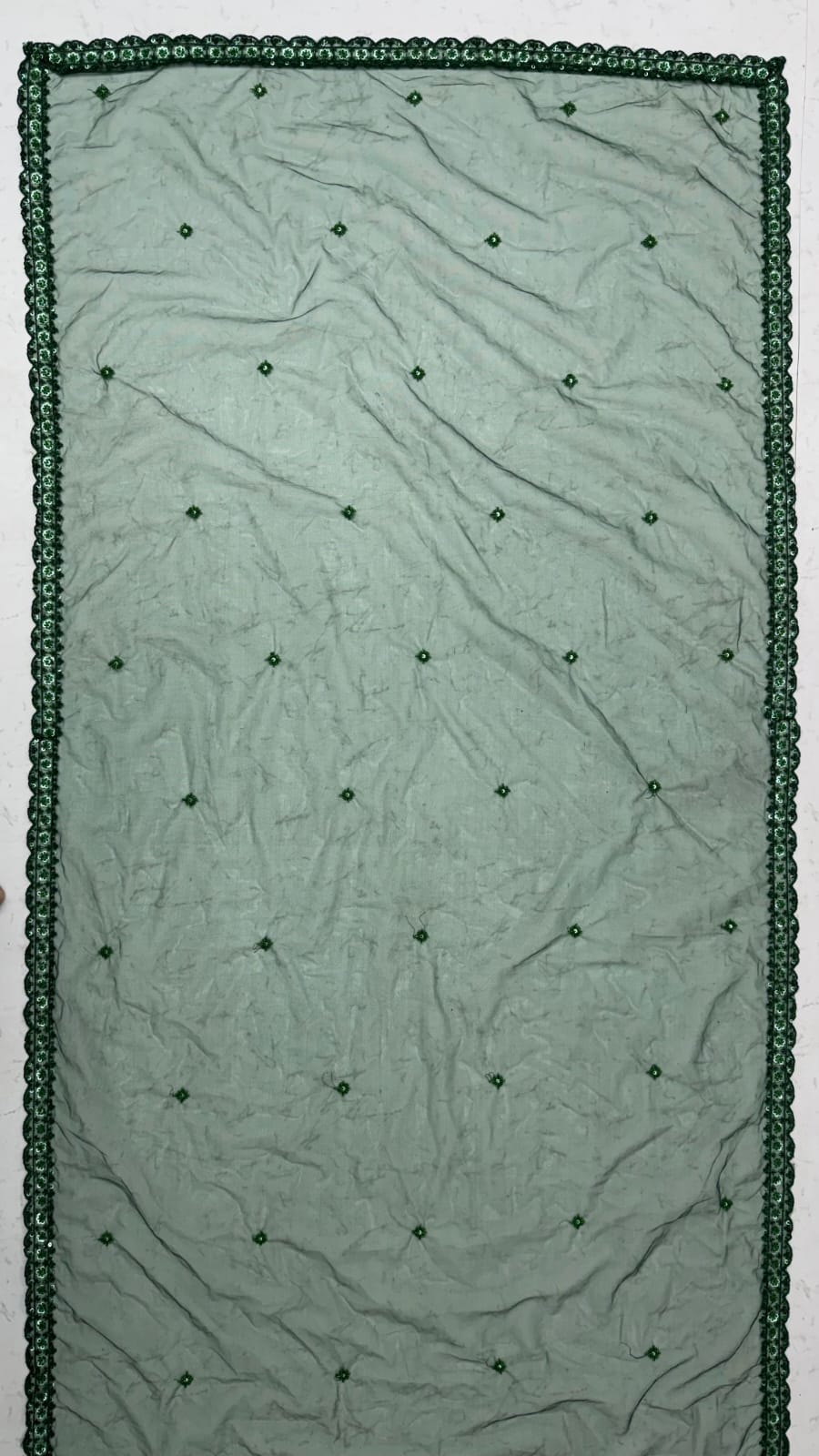 Green Pure Net Monochrome Sequins Bugle Beads Resham Thread Work Net Bridal Lehenga Choli