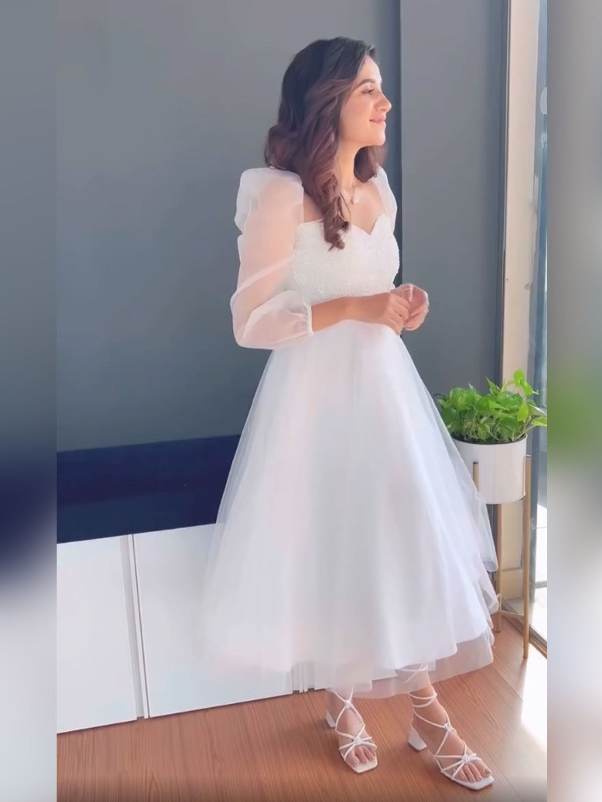 White Pure Soft Organza Silk Western Dress
