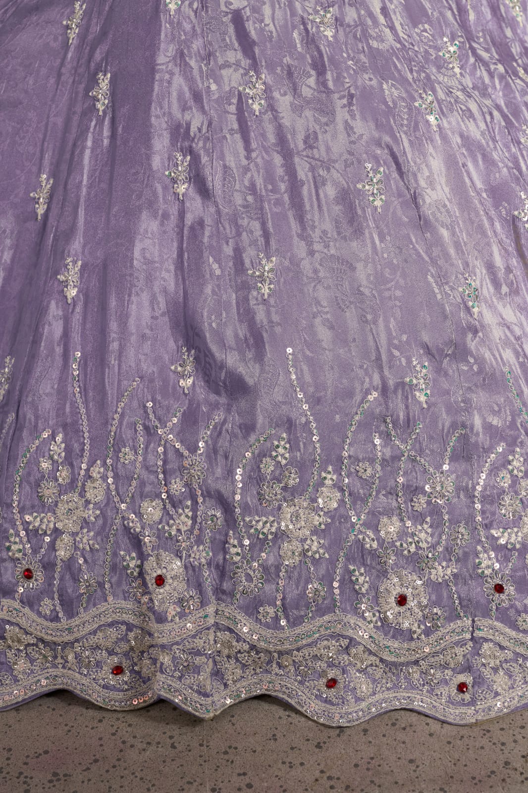 Lavender Purple Jari Tissue Lehenga Choli with Dupatta