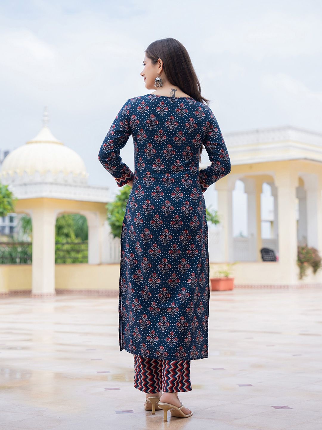 Navy Blue Pure Soft Rayon Print Salwar Suit