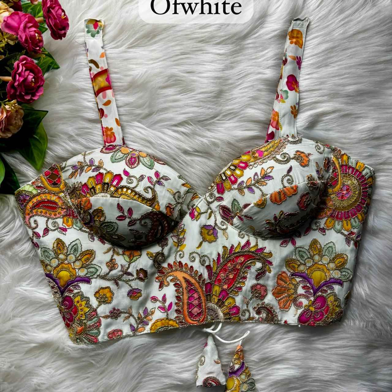 Off White Pure Heavy Banarasi Position Work Corset Style Blouse