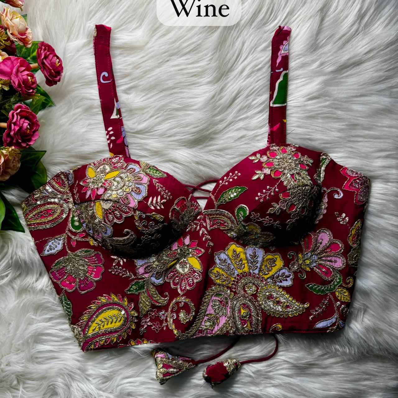 Wine Pure Heavy Banarasi Position Work Corset Style Blouse